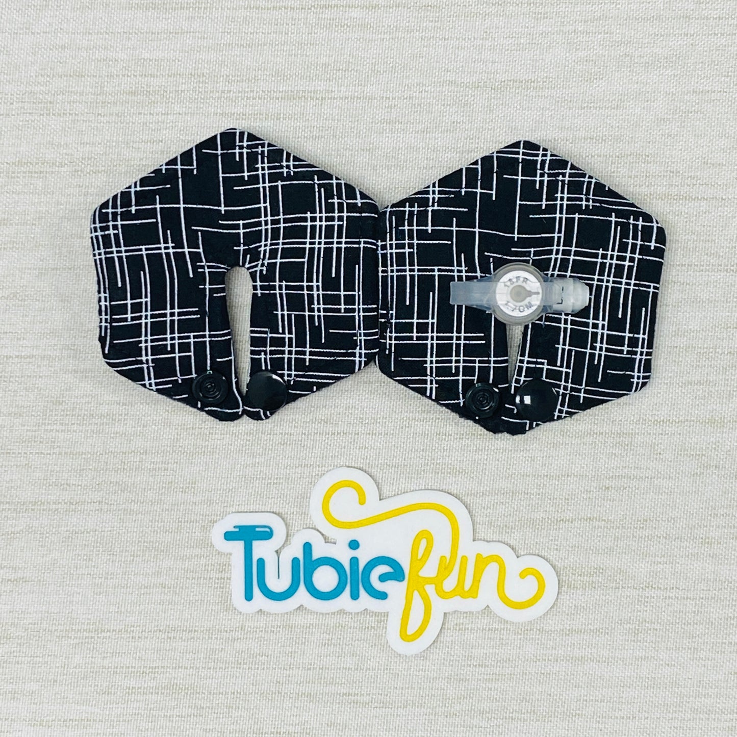 Hexagon G-Tube Button Pad Cover - White Stripes
