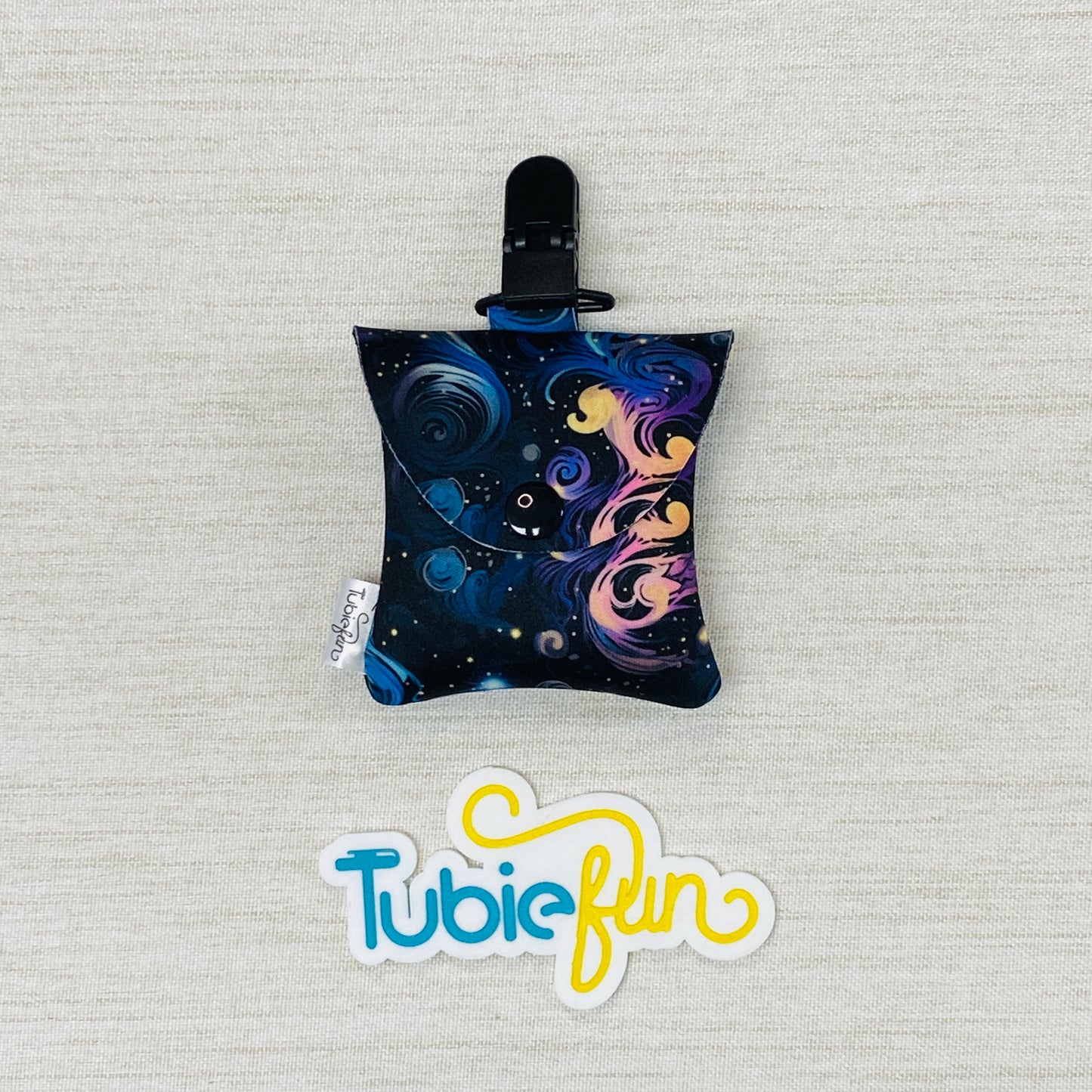 Neoprene Tubing Pouch - Swirls on Black