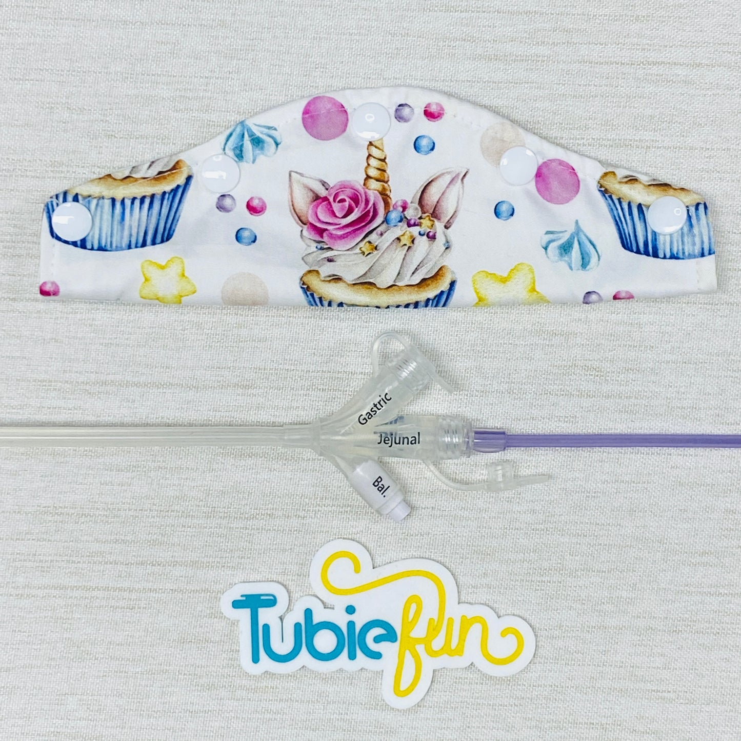Large Feeding Tube Connection Cover - Unicorn Cupcakes