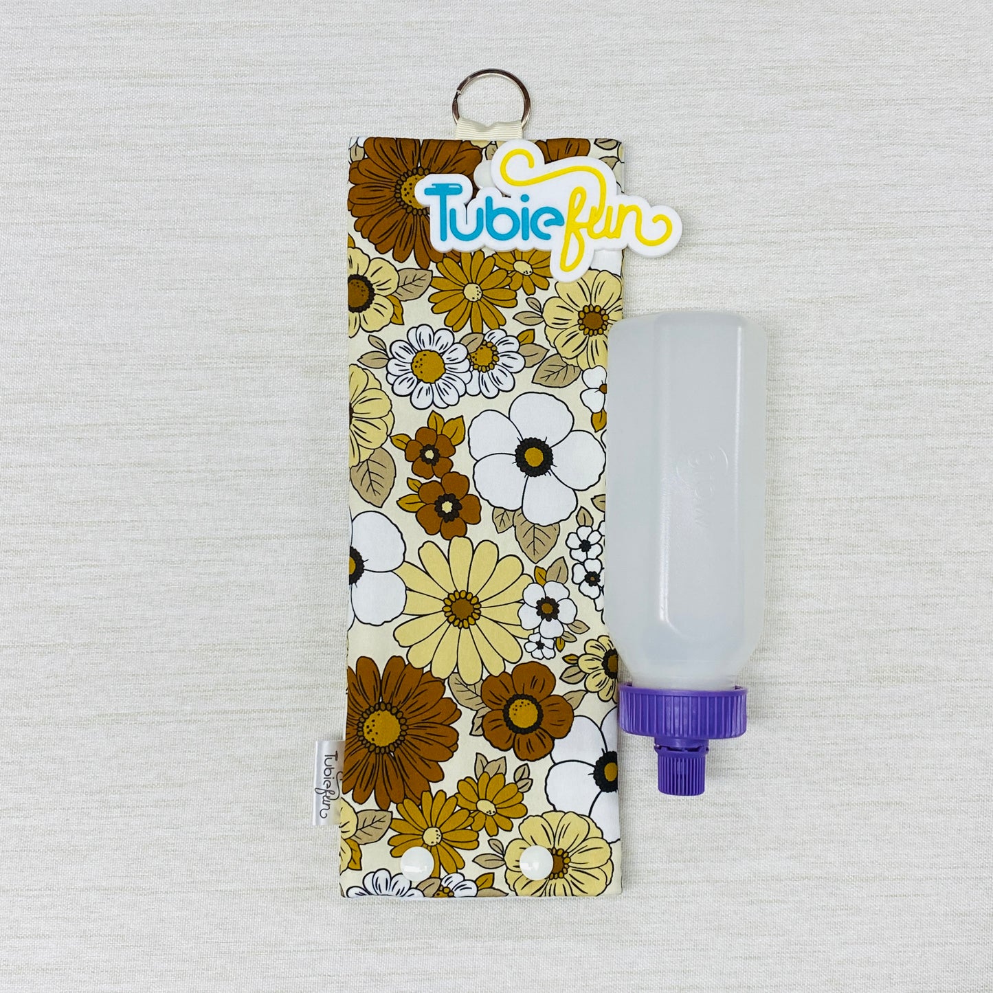 Insulated Milk Bag Suitable for 250ml Bottle in - Brown Flowers On Cream