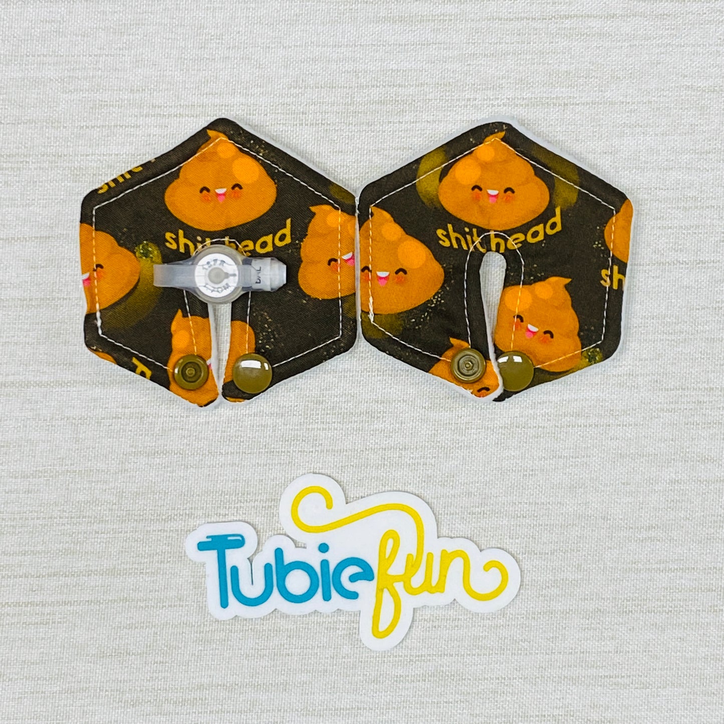 Hexagon G-Tube Button Pad Cover - Poo Head