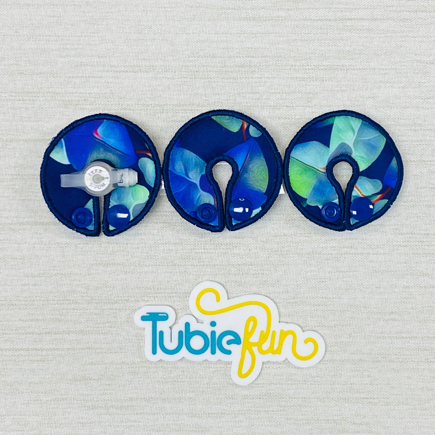 G-Tube Button Pad Cover - Neon Leaves