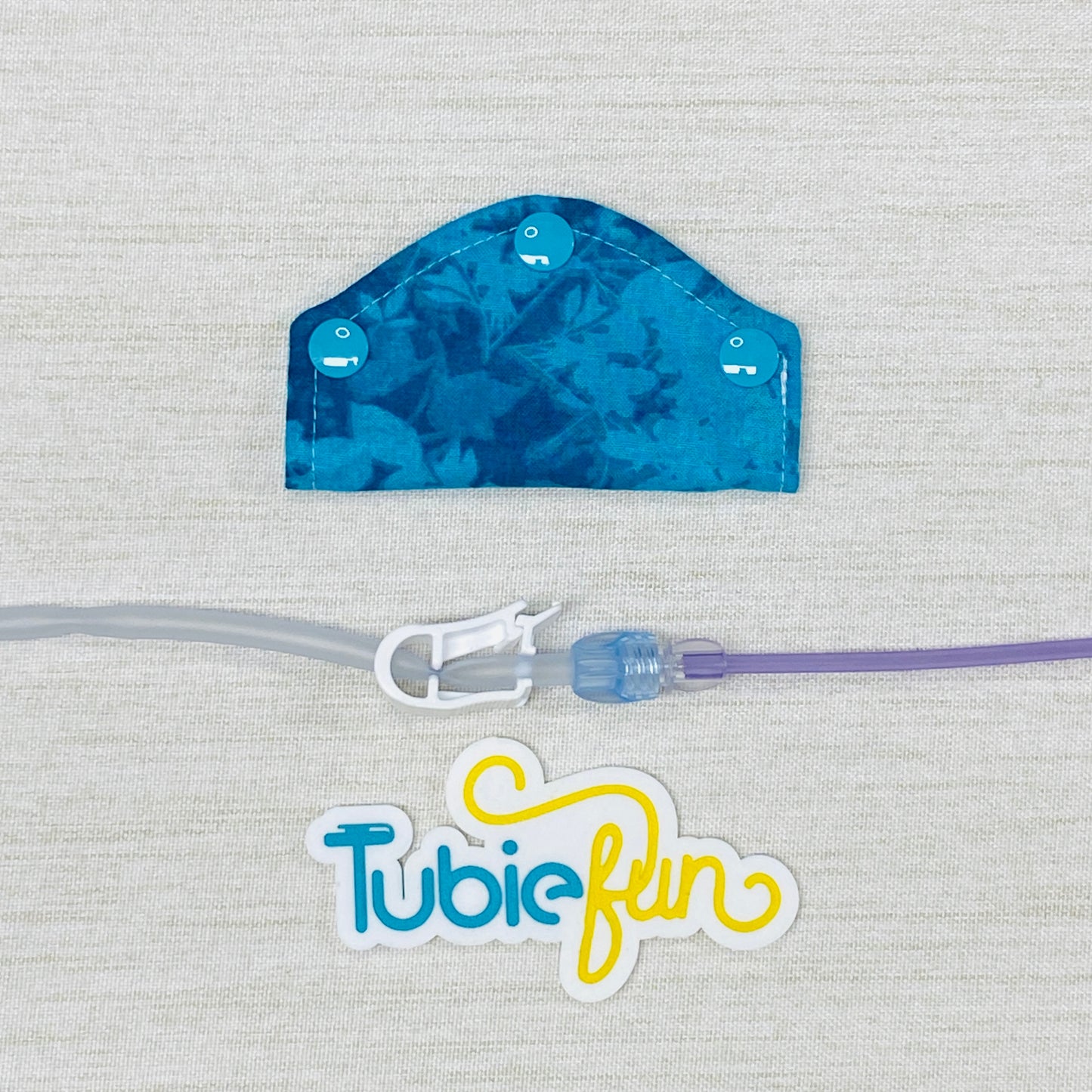 Feeding Tube Mini Connection Cover - Turquoise Flowers