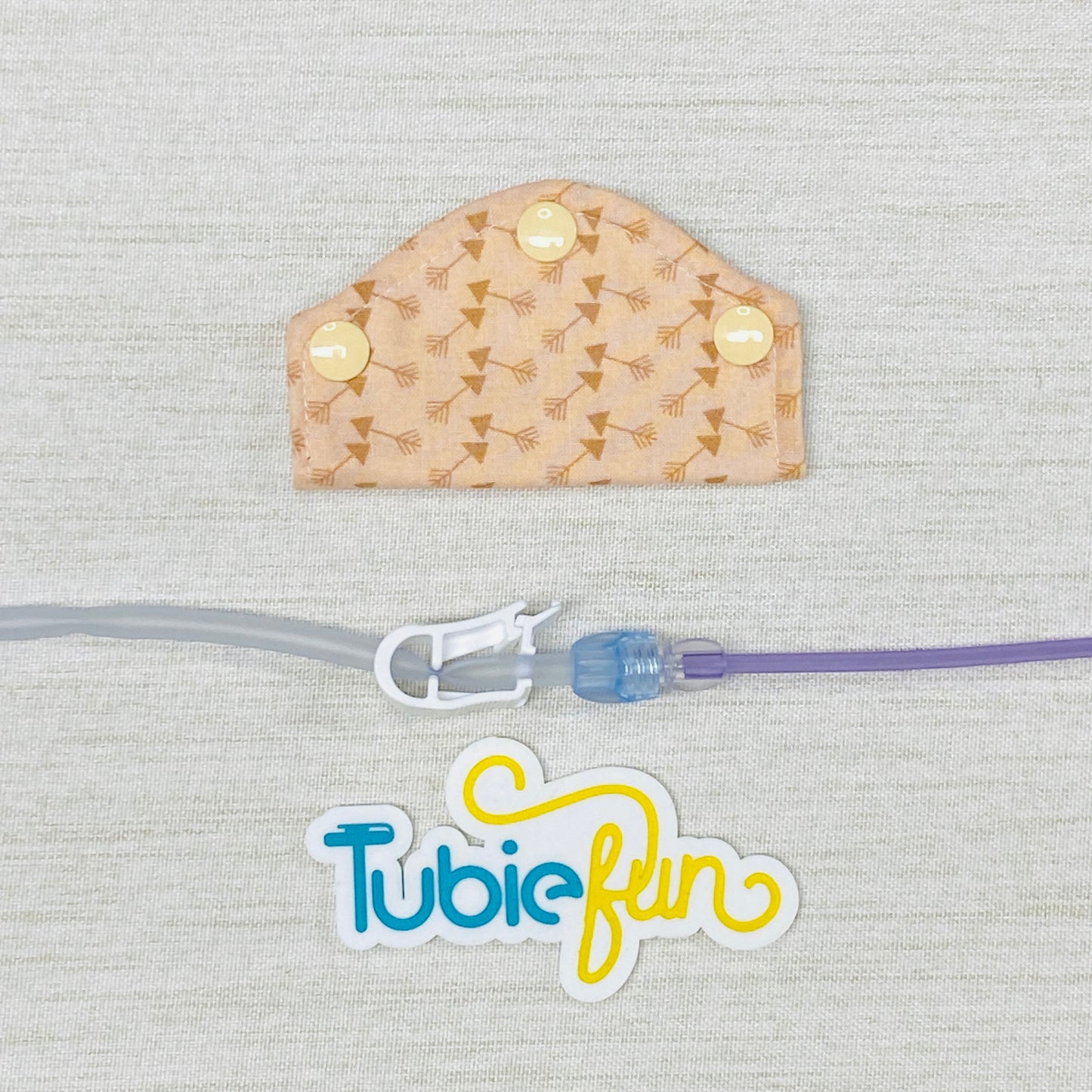 Feeding Tube Mini Connection Cover - Tan Arrows