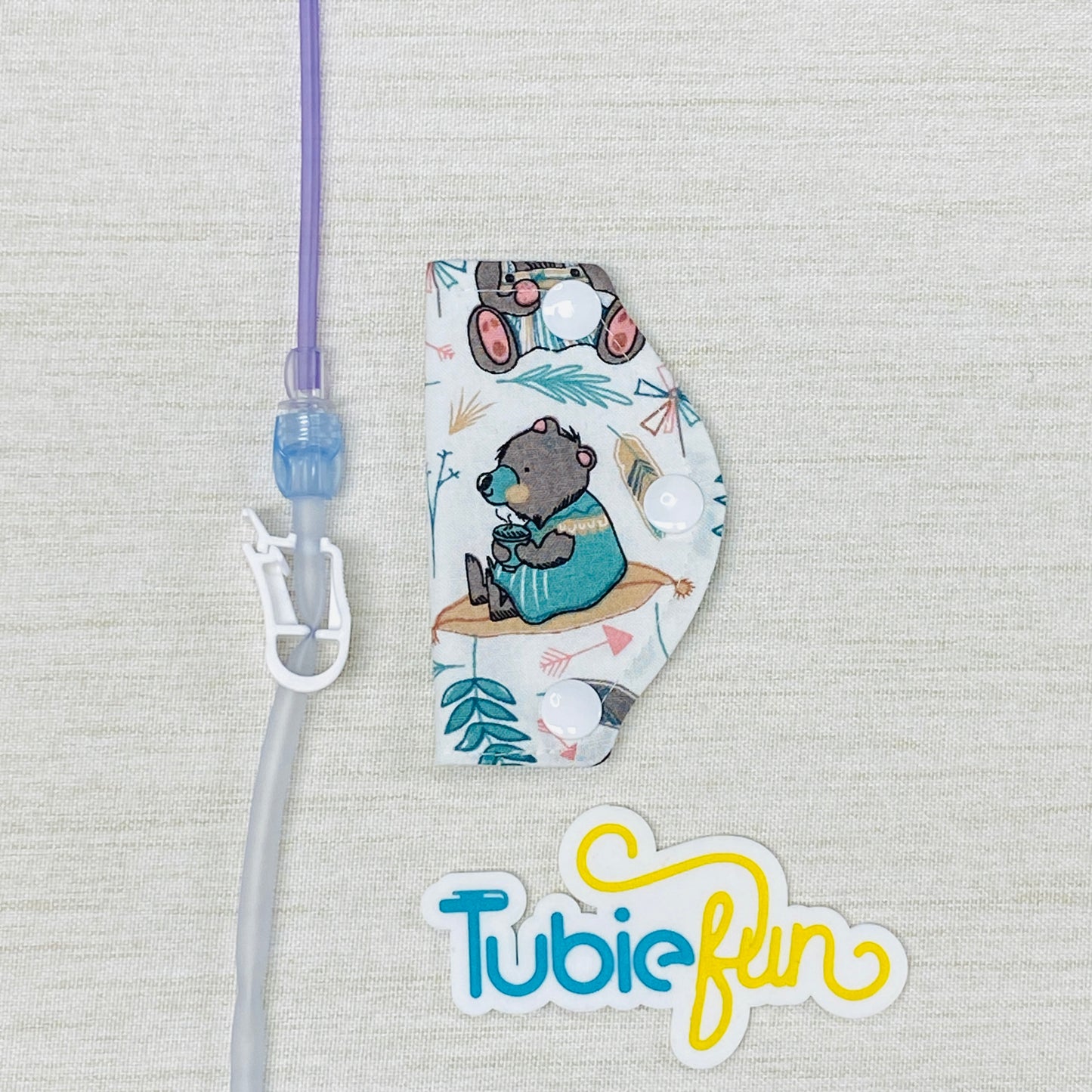 Feeding Tube Mini Connection Cover - Boho Bear