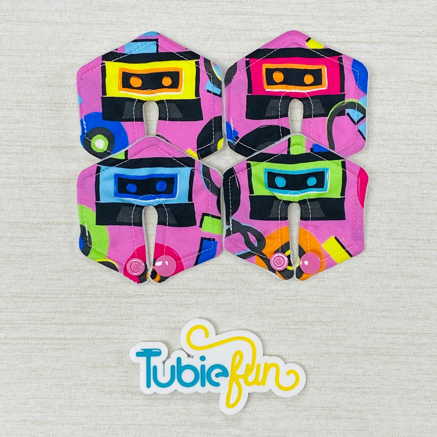 Hexagon G-Tube Button Pad Cover - Retro Tapes