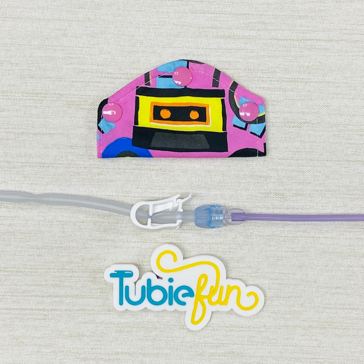 Feeding Tube Mini Connection Cover - Retro Tapes