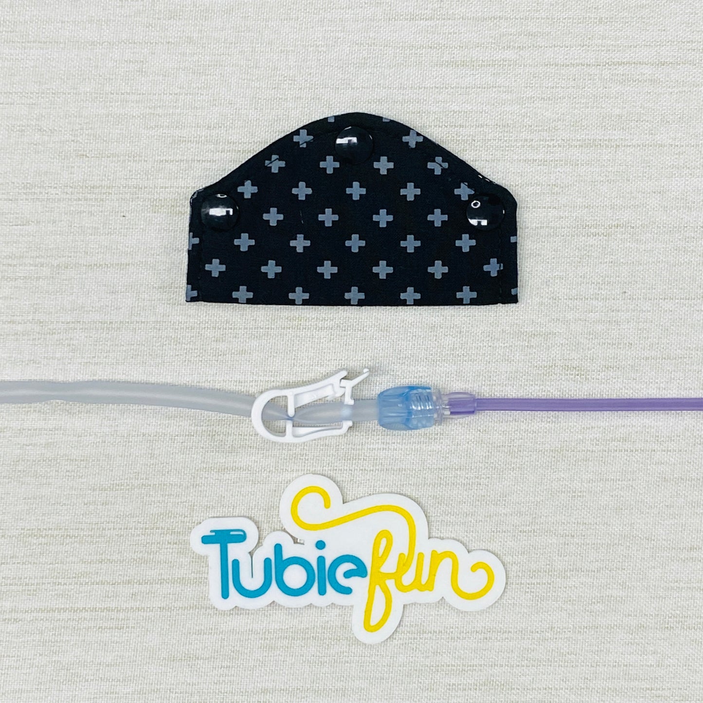 Feeding Tube Mini Connection Cover - Grey Arrows on Black