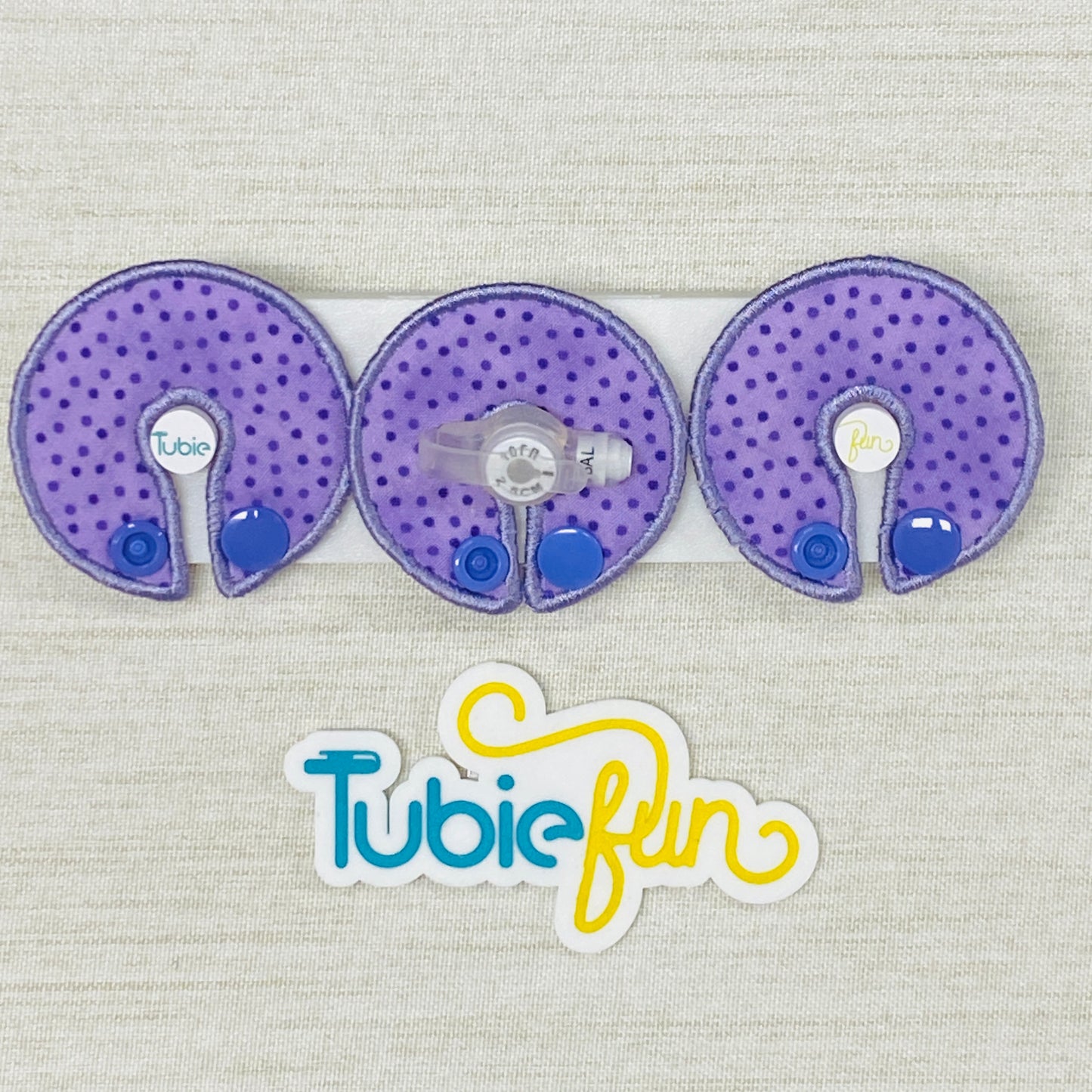 G-Tube Button Pad Cover - Purple Dots on Purple