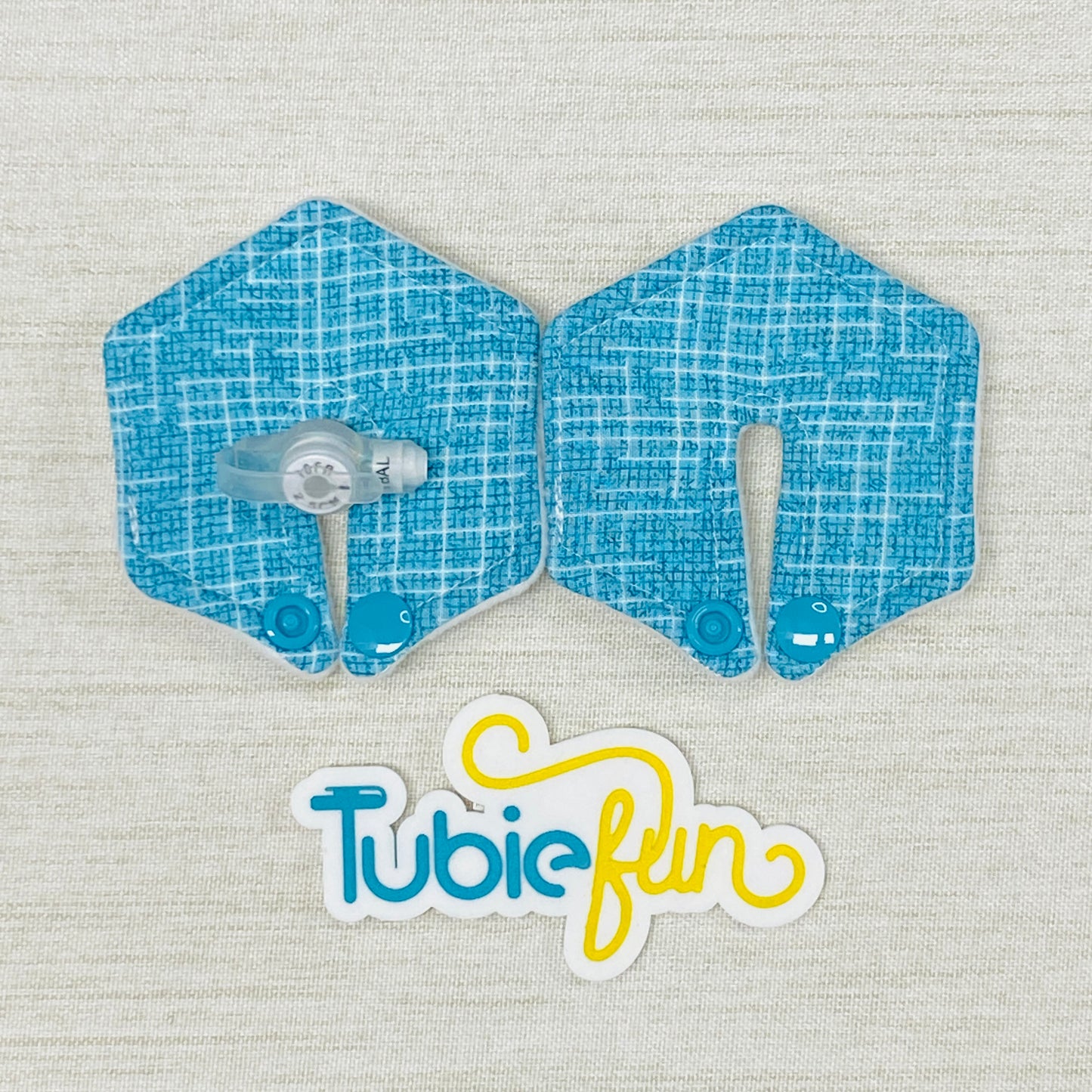 Hexagon G-Tube Button Pad Cover - Blue Patterned
