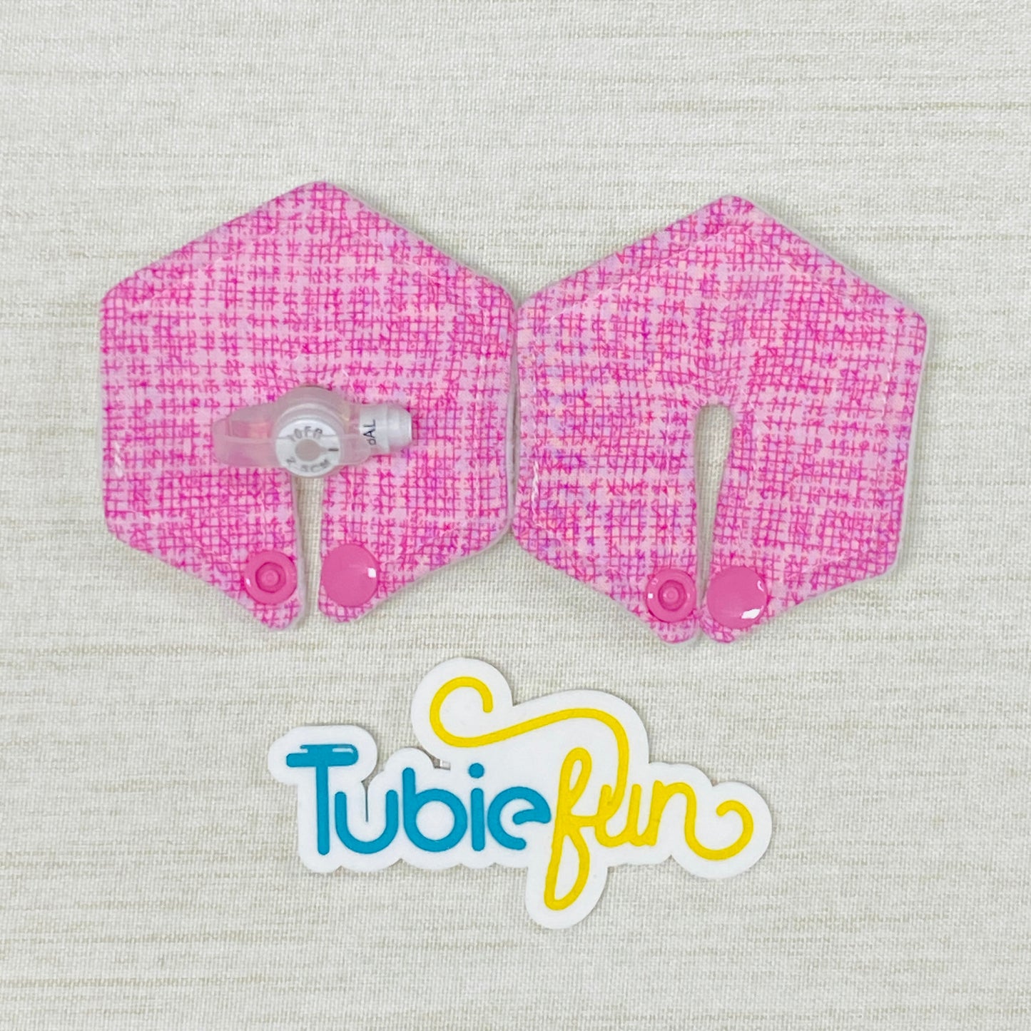 Hexagon G-Tube Button Pad Cover - Pink Patterned