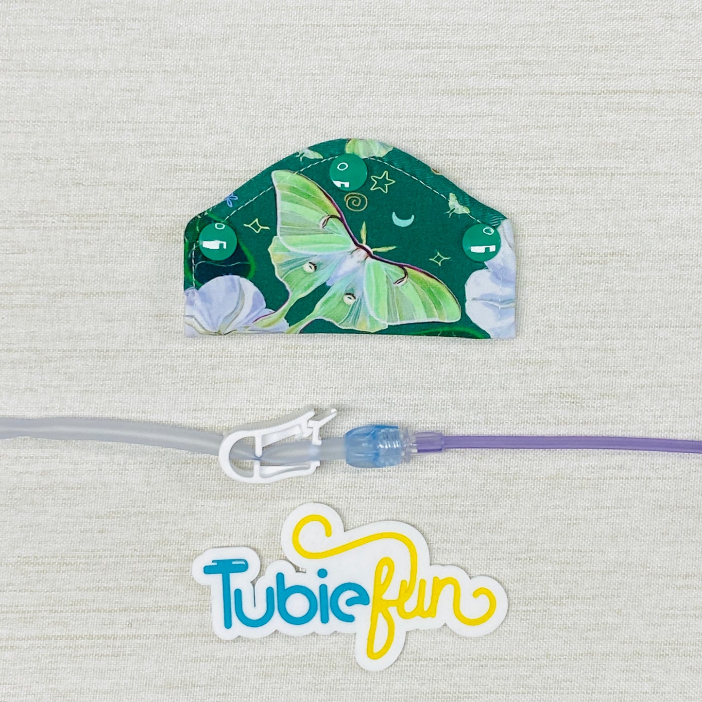 Feeding Tube Mini Connection Cover - Butterfly on Green