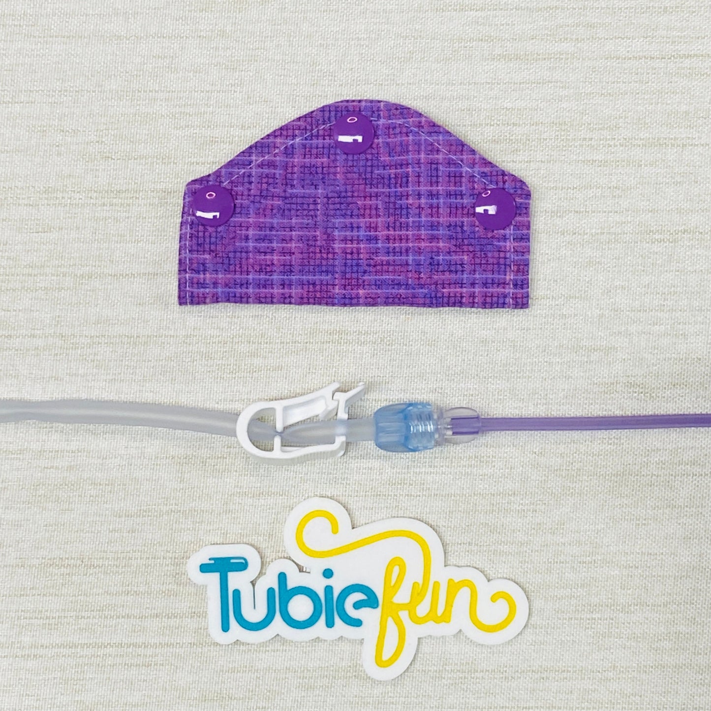 Feeding Tube Mini Connection Cover - Purple Patterned