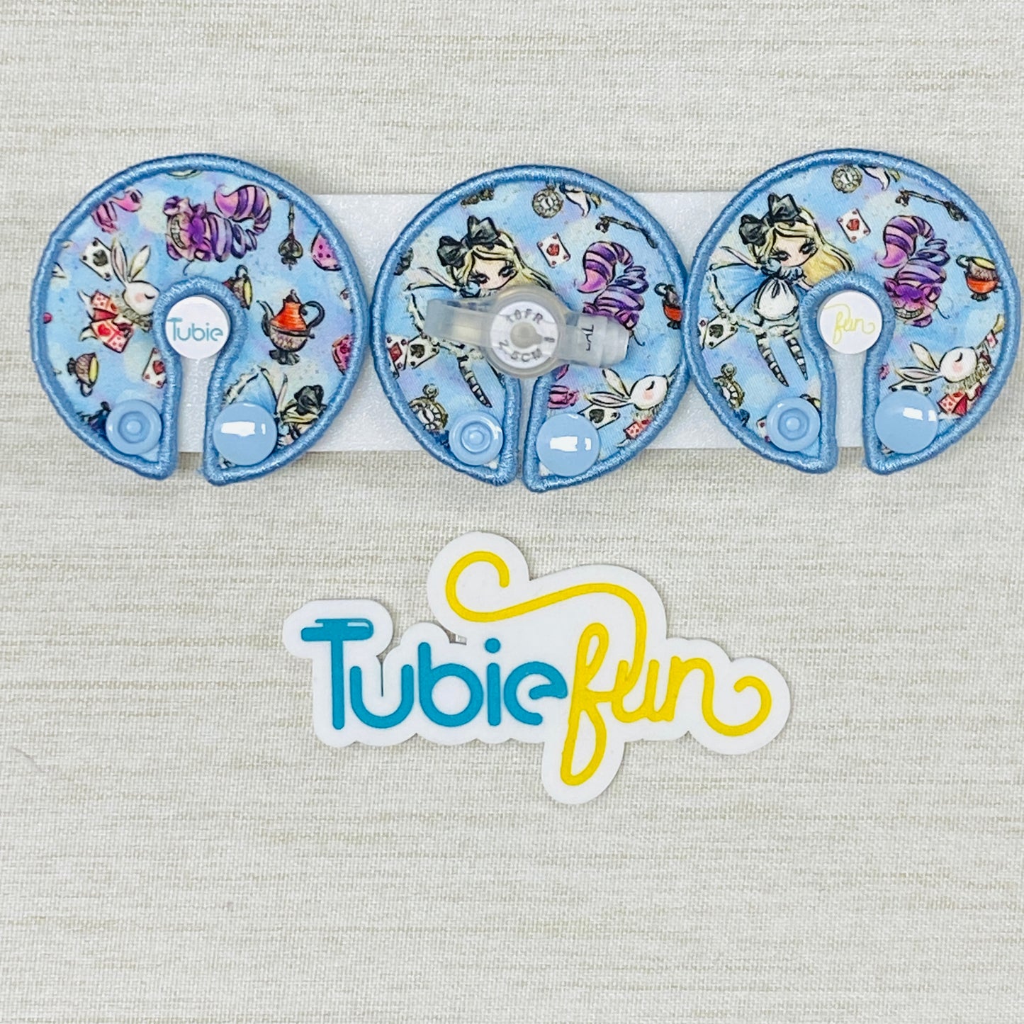 G-Tube Button Pad Cover - Wonderland on Blue