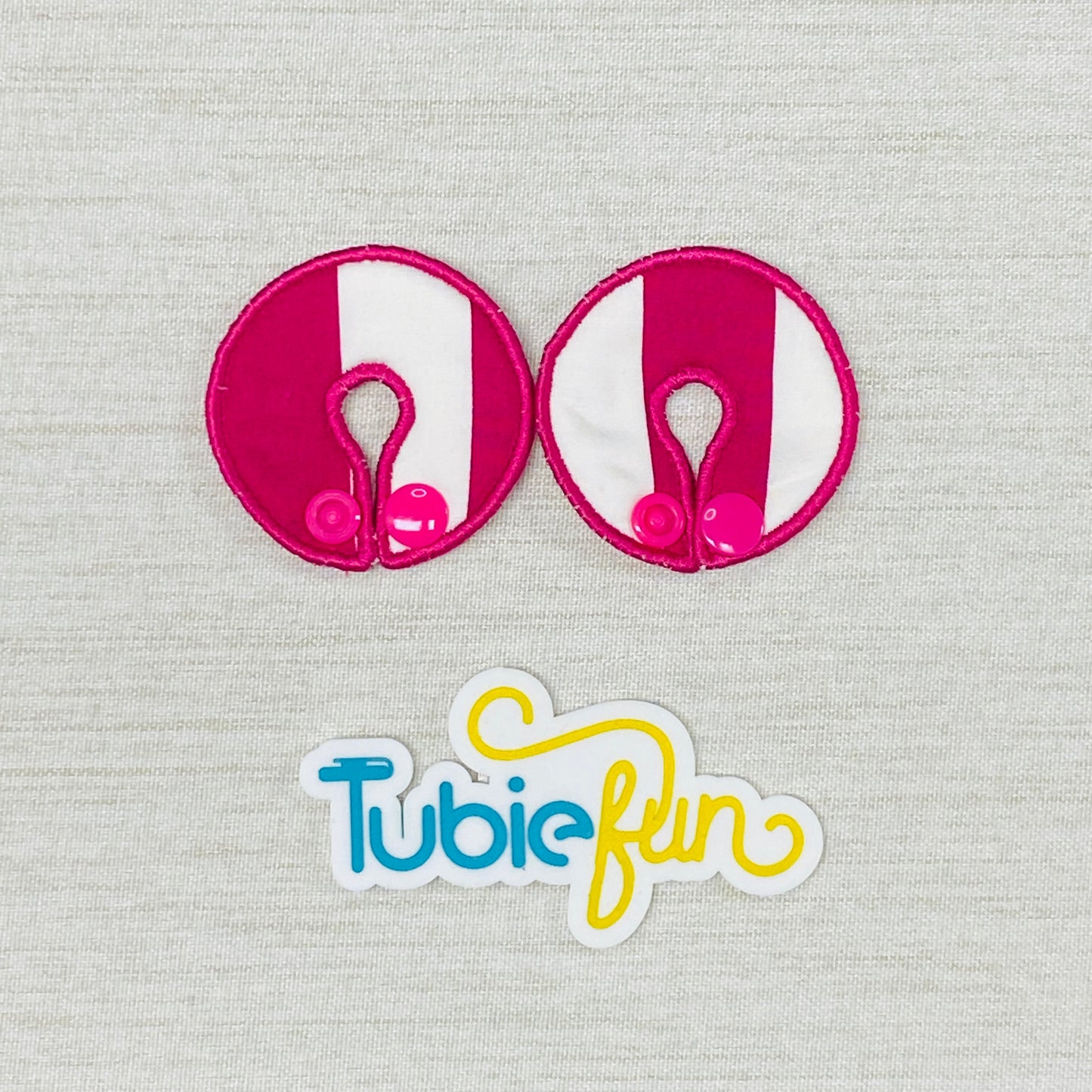 G-Tube Button Pad Cover - Pink and White Stripes