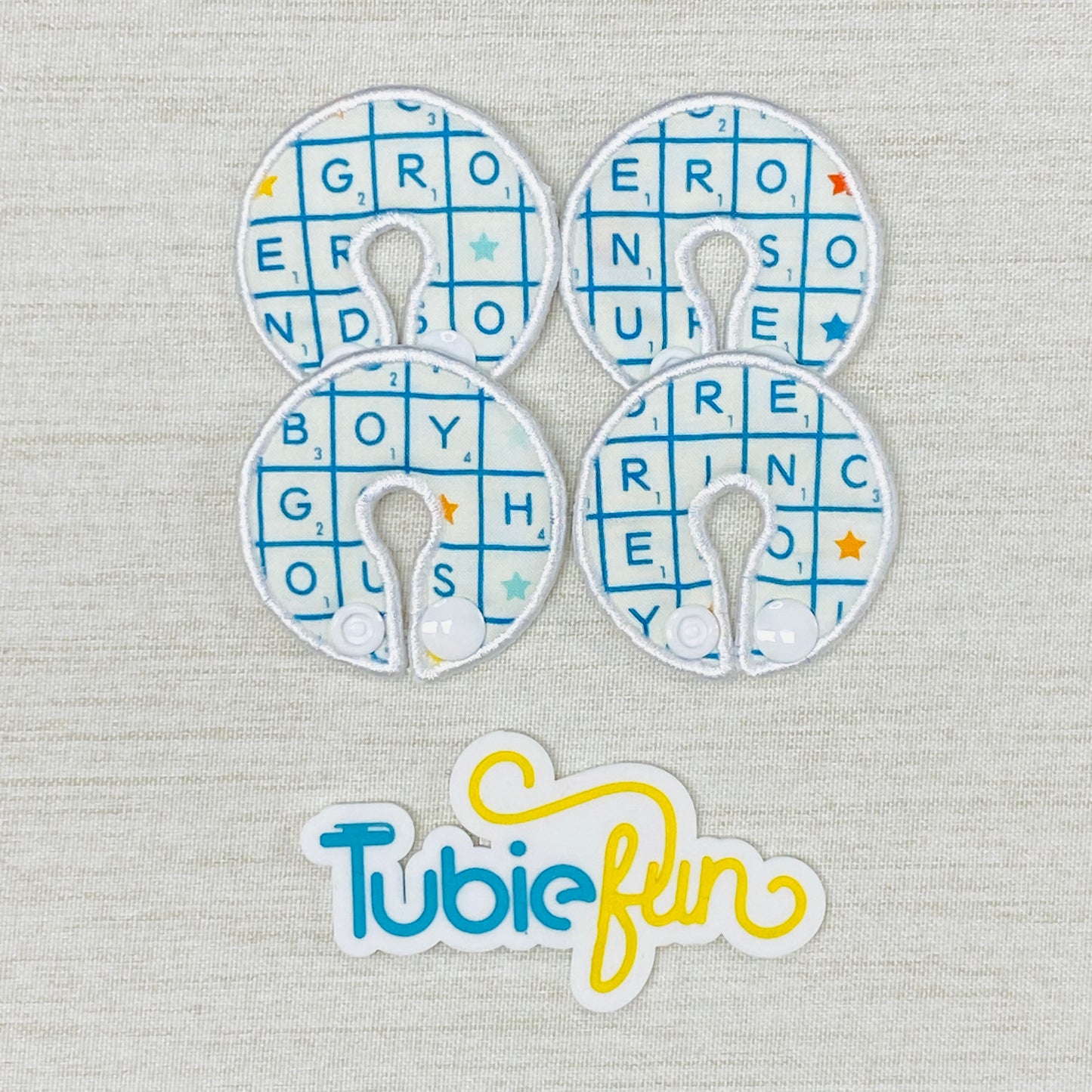 G-Tube Button Pad Cover - Scrabble Tiles