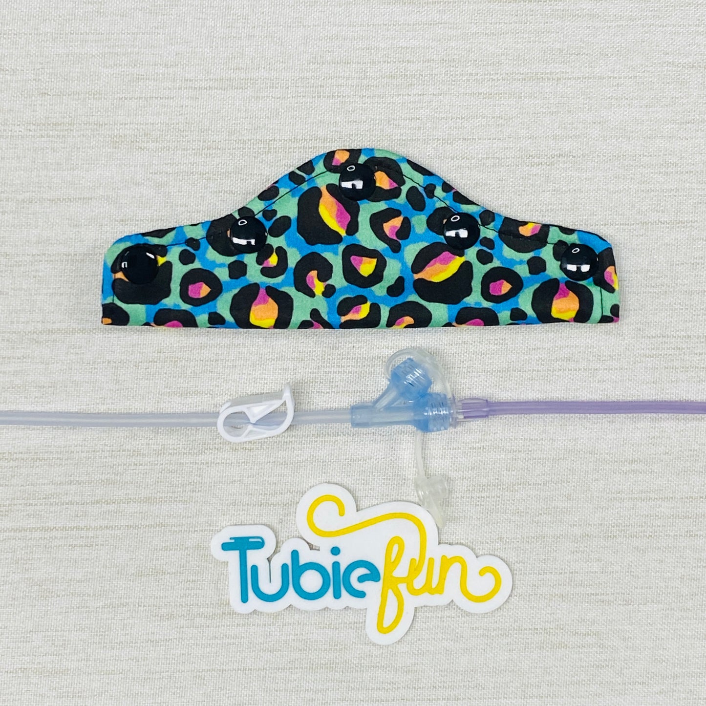 Feeding Tube Connection Cover - Kasey Rainbow Neon Leopard