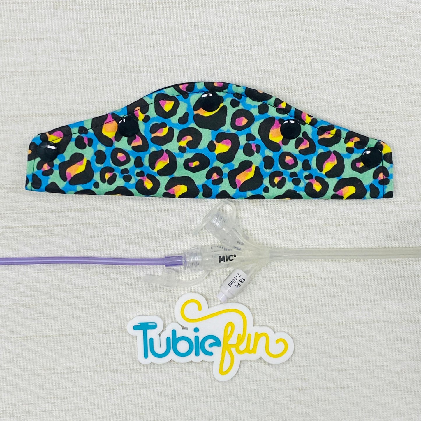 Large Feeding Tube Connection Cover - Kasey Rainbow Neon Leopard