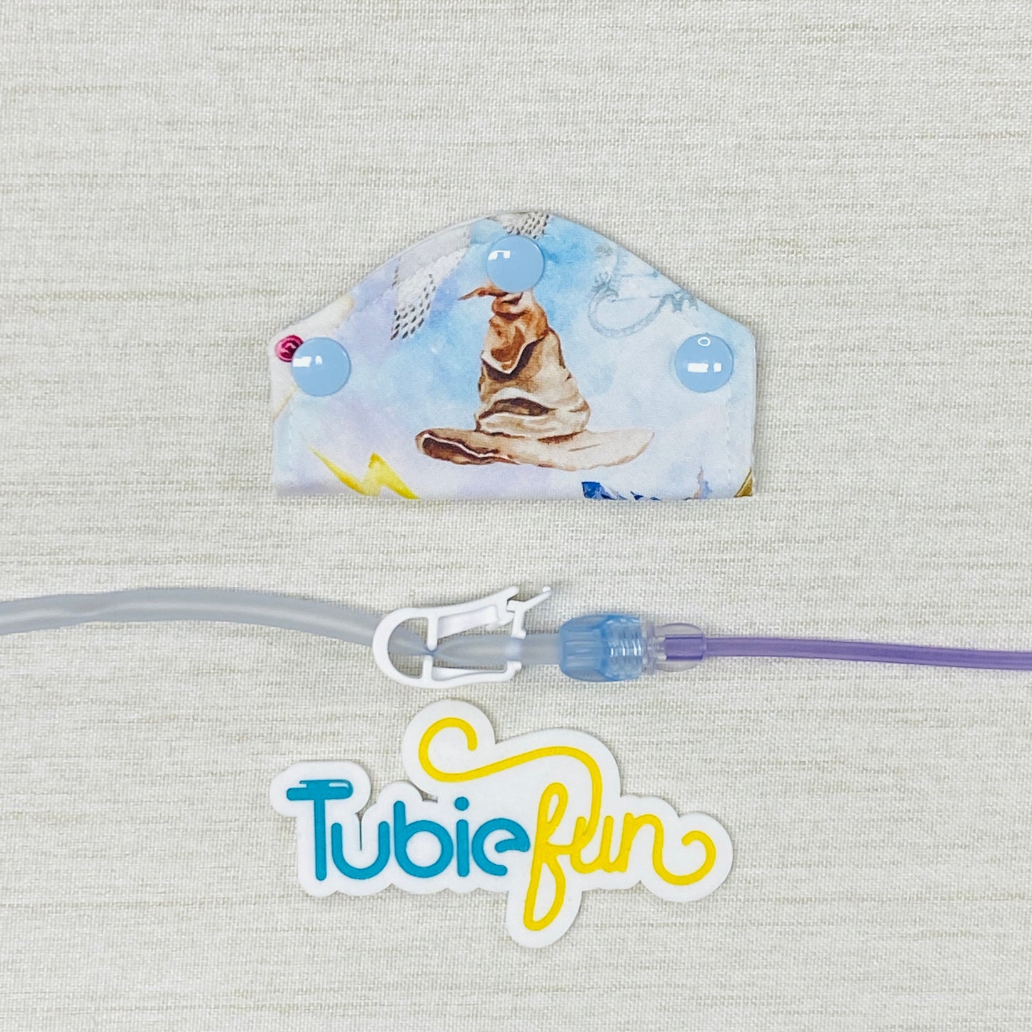 Feeding Tube Mini Connection Cover - Wizard Items on Blue