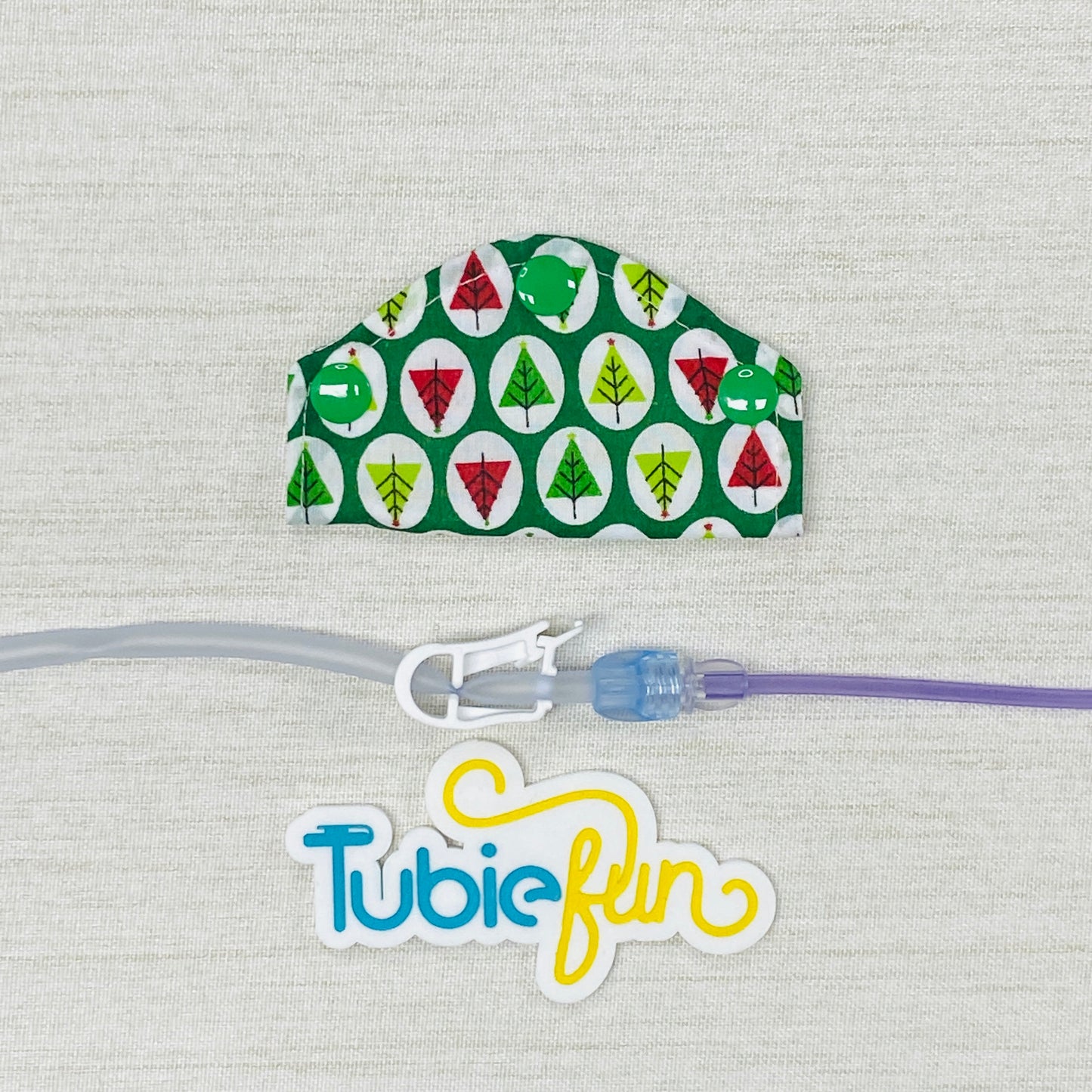 Feeding Tube Mini Connection Cover - Christmas Trees