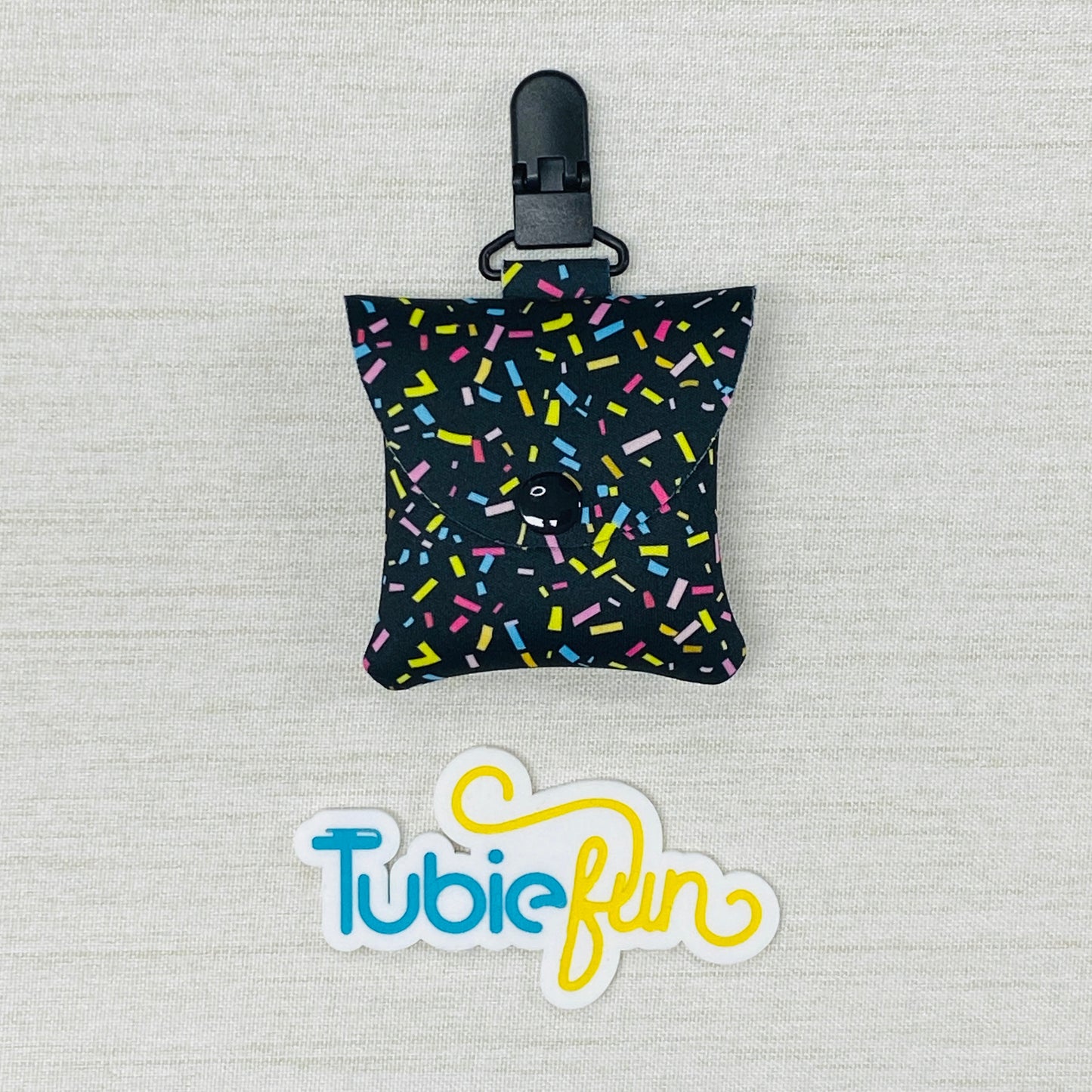 Neoprene Tubing Pouch - Sprinkles on Black