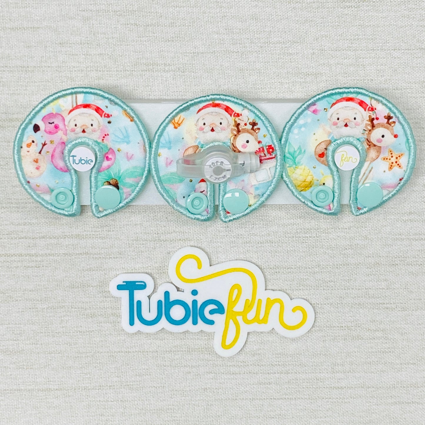 G-Tube Button Pad Cover - Beach Santa