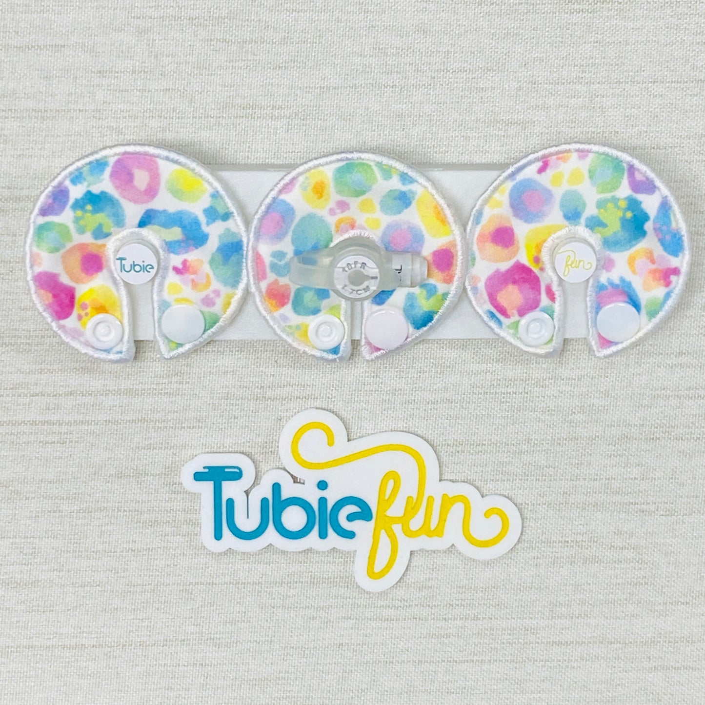 G-Tube Button Pad Cover - Kasey Rainbow Pastel Leopard