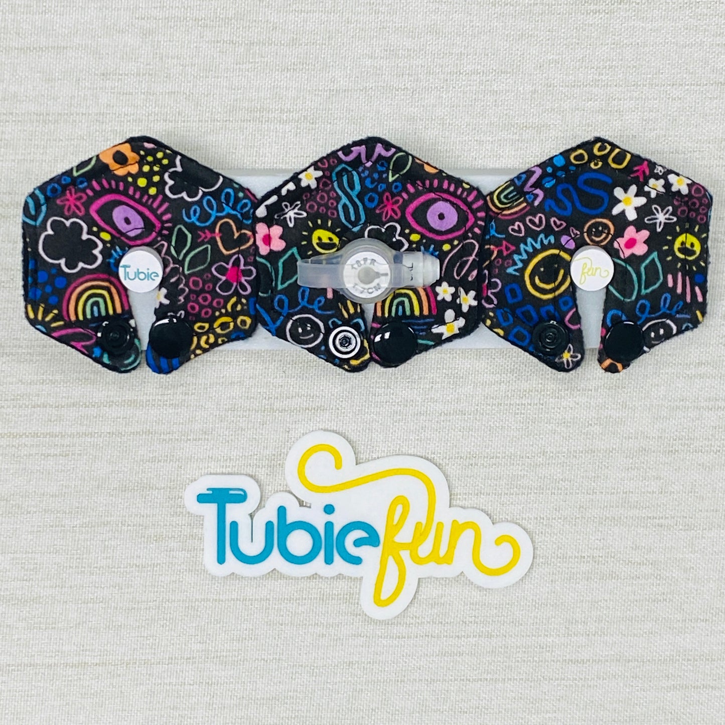 Mini Hexagon G-Tube Button Pad Cover - Kasey Rainbow Teenage Dream