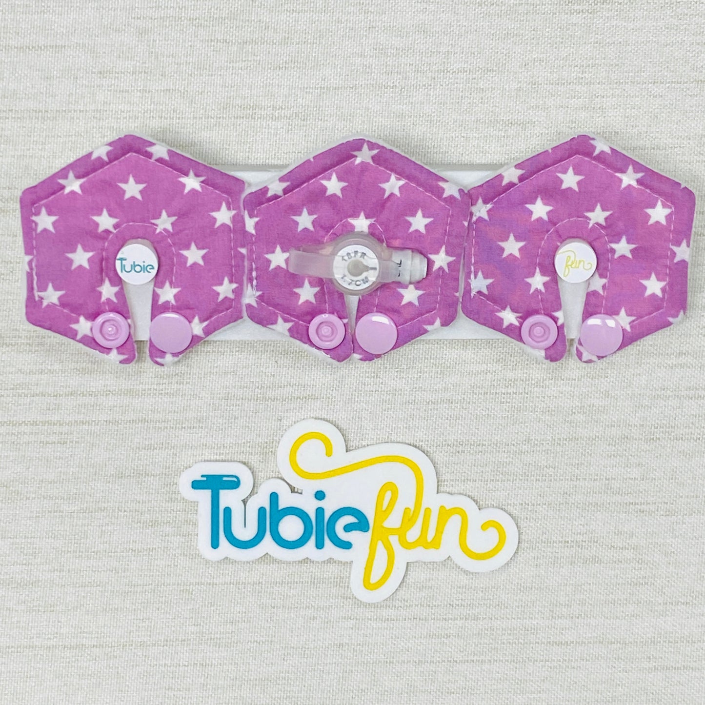Mini Hexagon G-Tube Button Pad Cover - White Stars on Purple