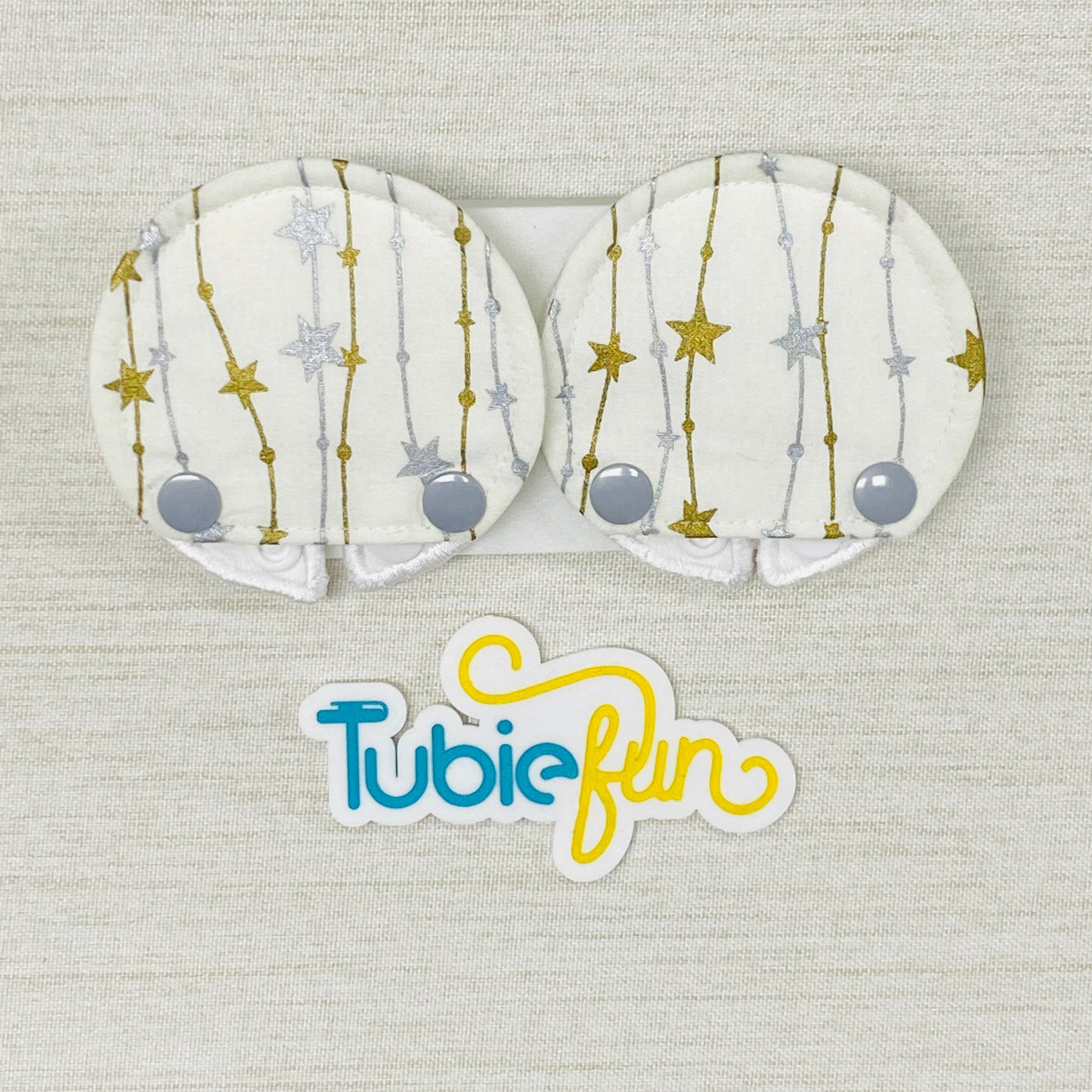 Covered Button Pad - Gold and Silver Stars