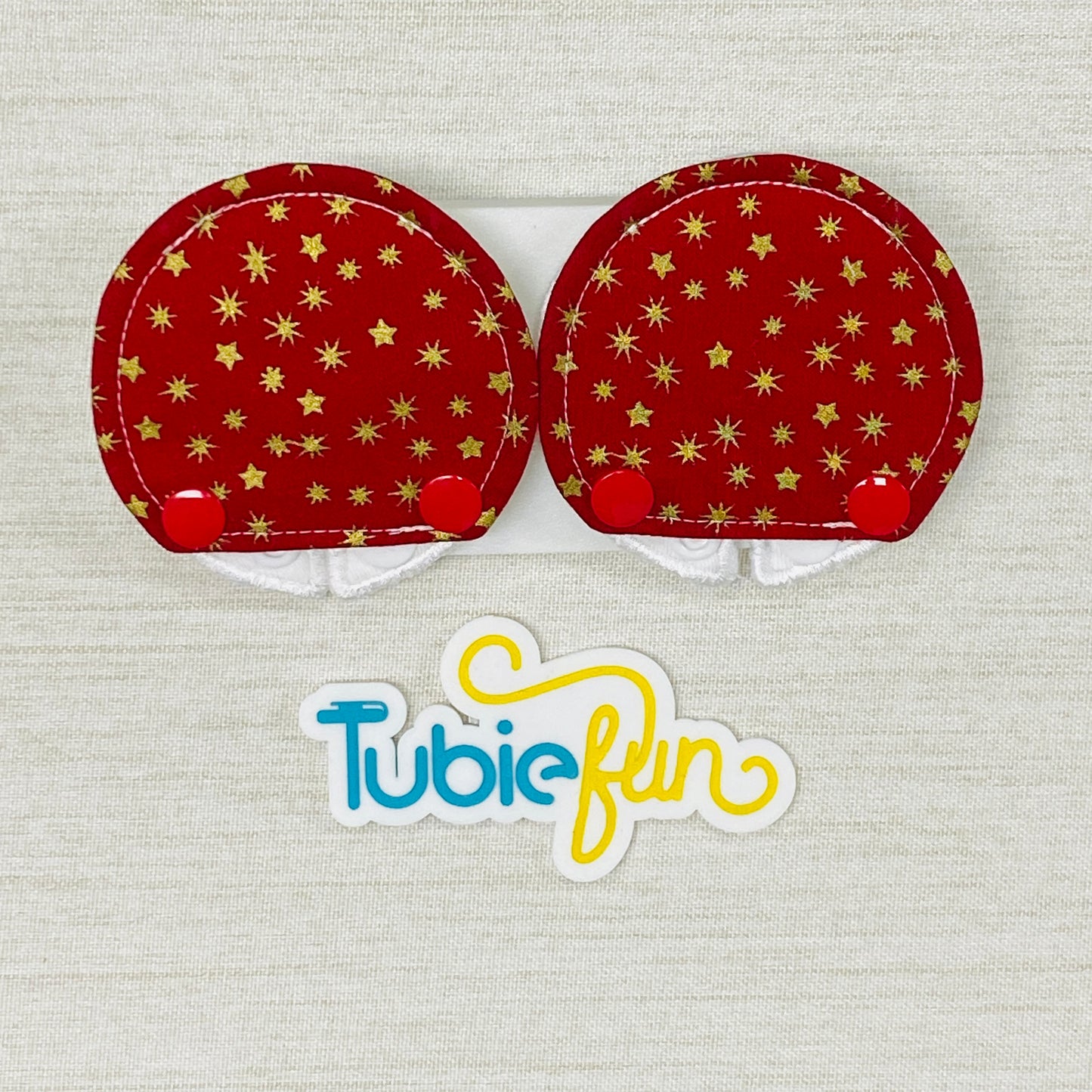 Covered Button Pad - Gold Stars on Red