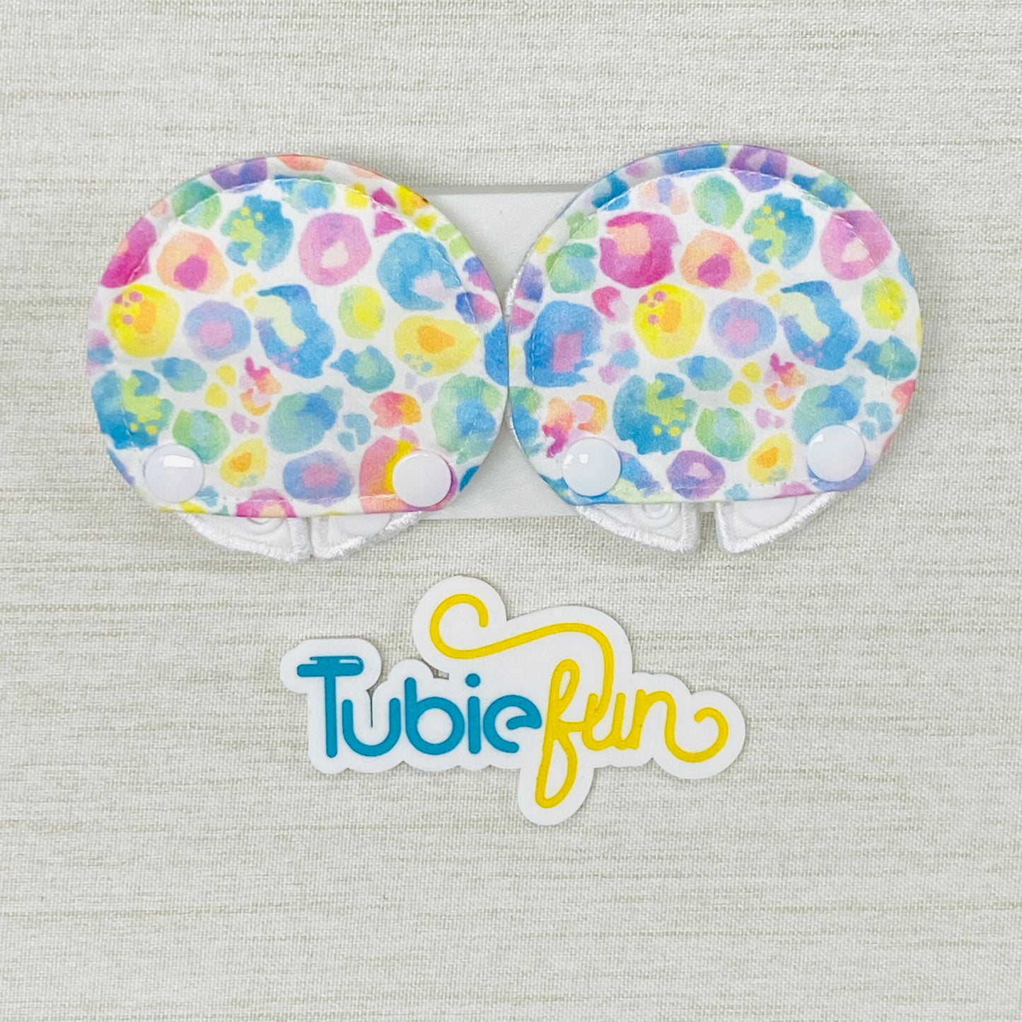 Covered Button Pad - Kasey Rainbow Pastel Leopard