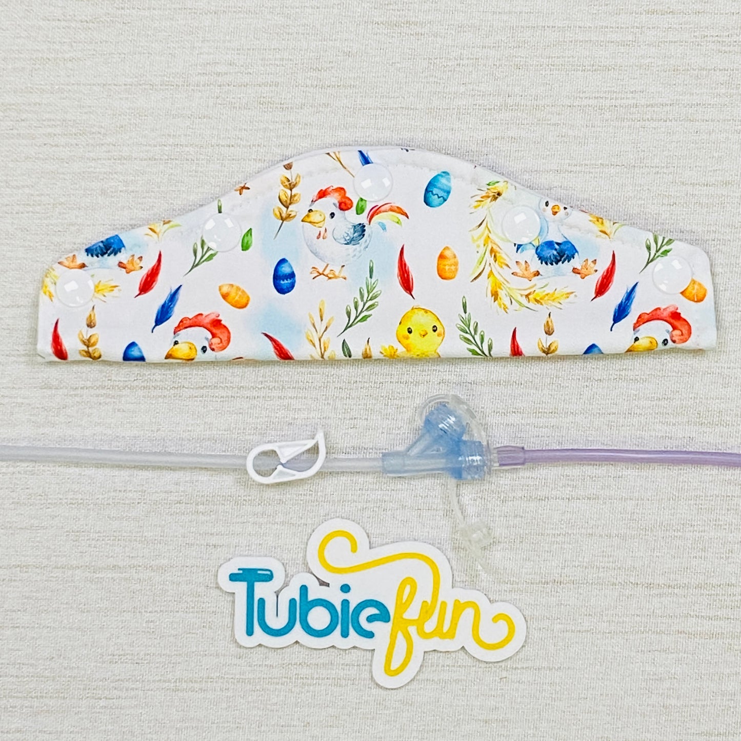 Large Feeding Tube Connection Cover - Chicks On White