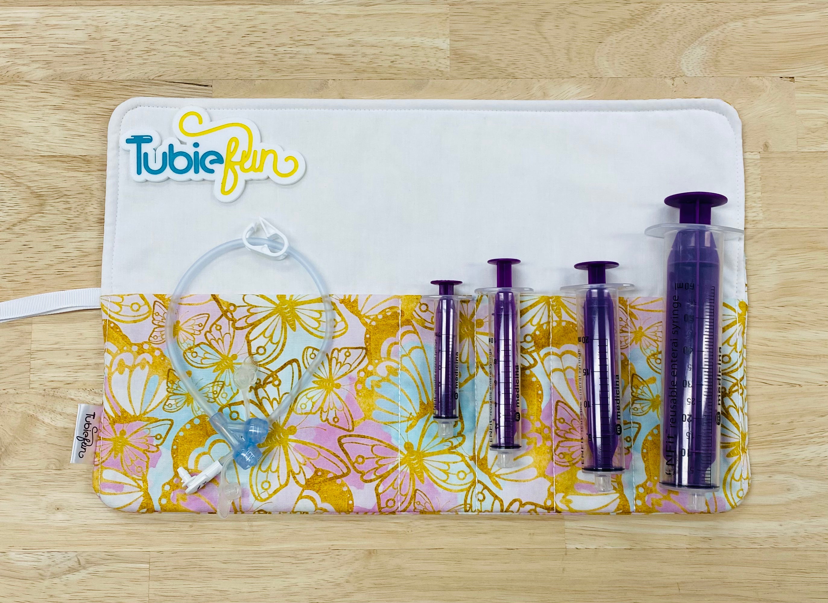 Syringe Roll Large Gold Butterflies Tubie Fun