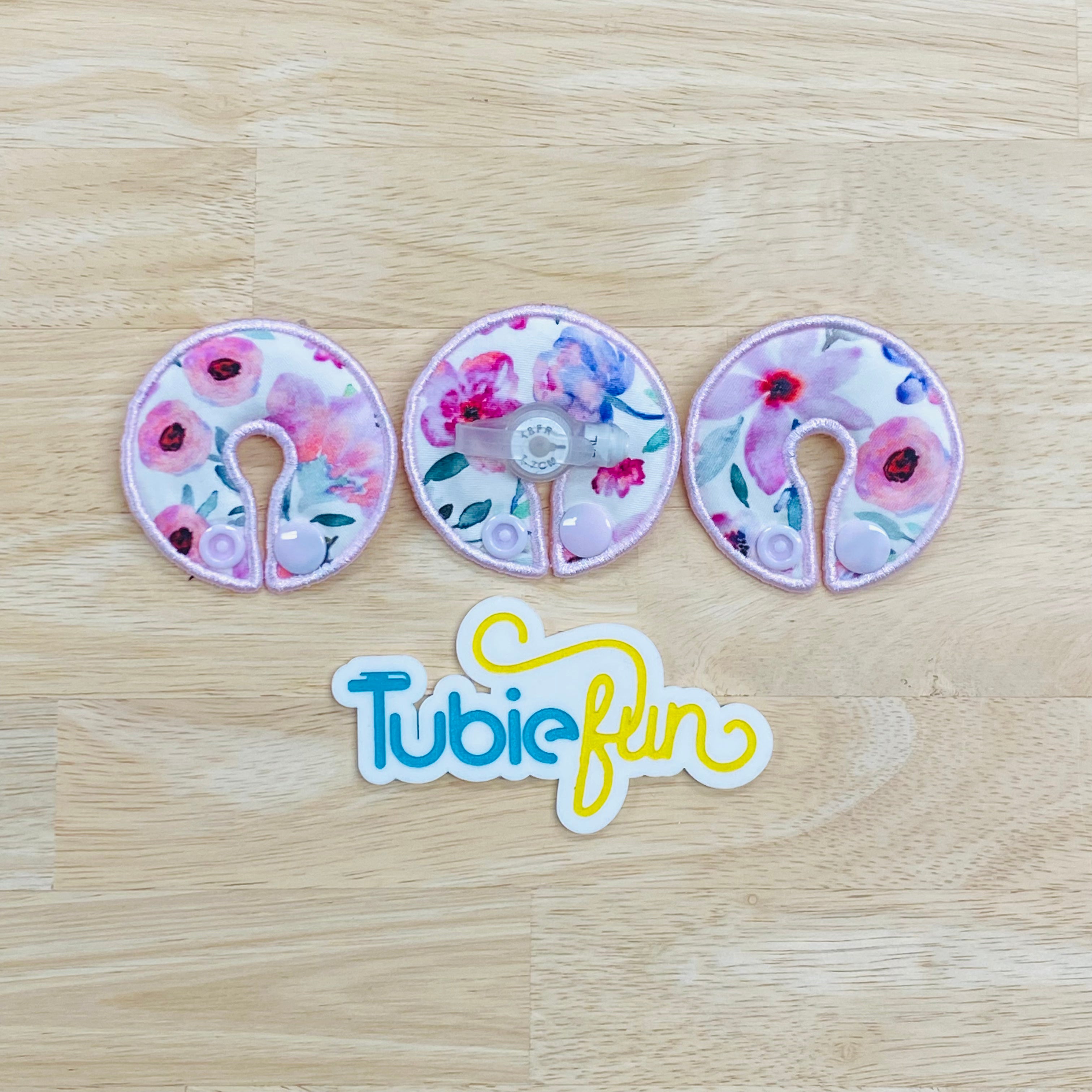 G Tube Button Pad Cover Water Coloured Flowers Tubie Fun