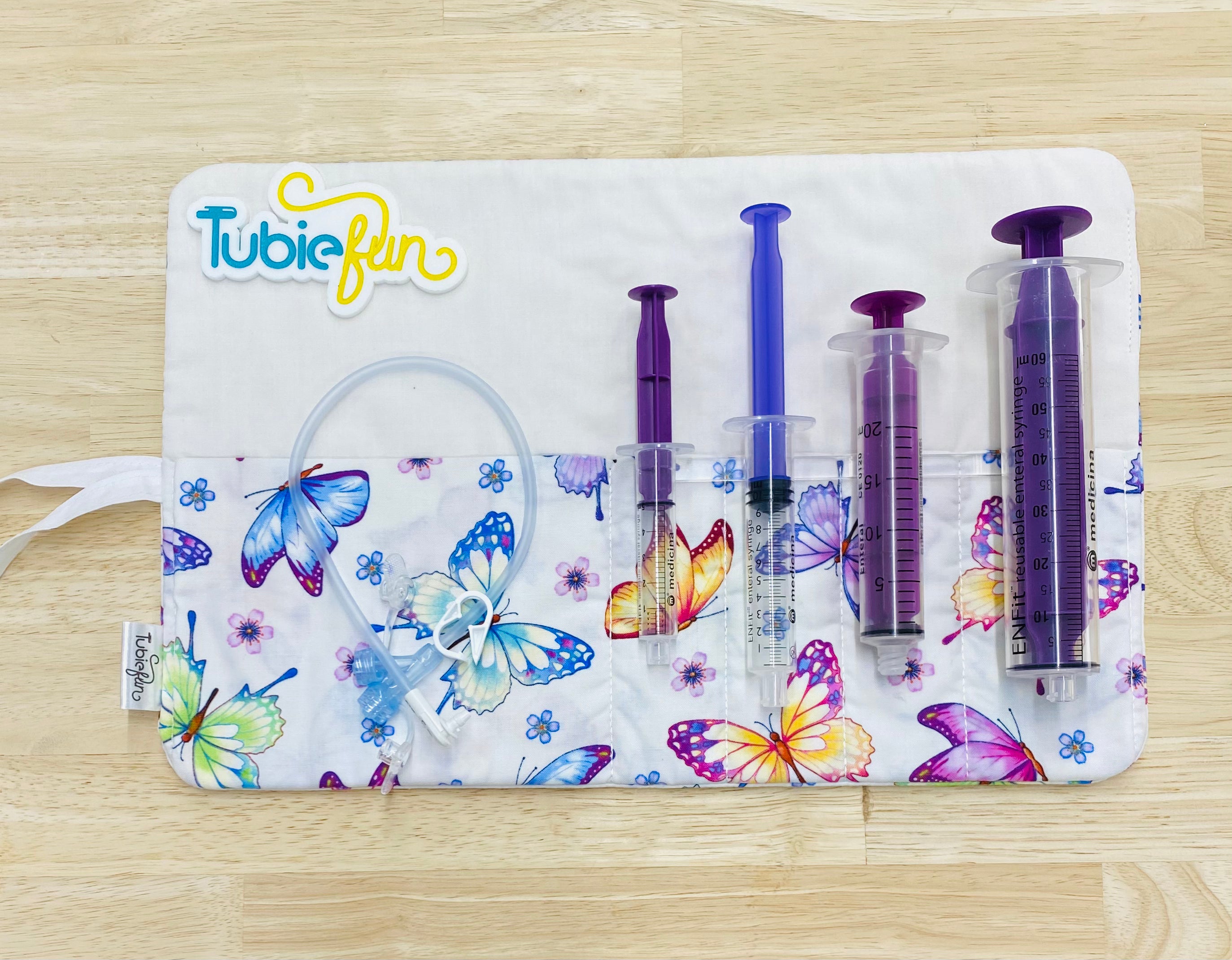 Syringe Roll Butterflies on White Tubie Fun