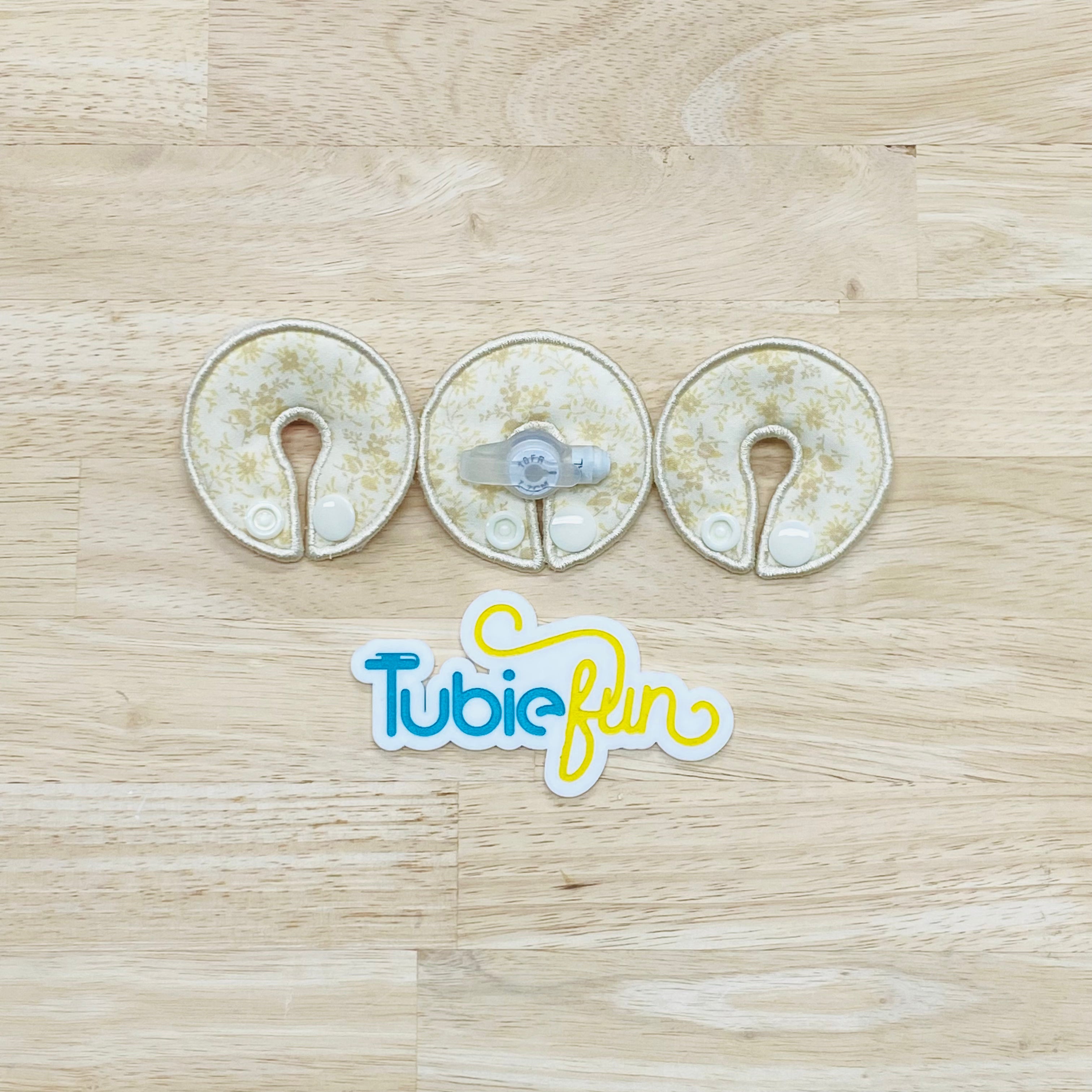 GTube Button Pad Cover Cream Flowers on Cream Tubie Fun