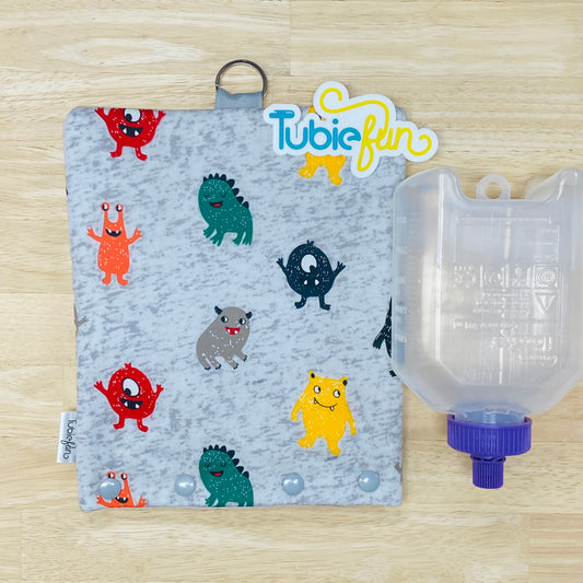 Insulated Milk Bag Suitable for 500ml Flocare Bottle in - Monsters on Grey