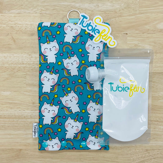 Insulated Milk Bag Suitable for Tubie Fun 500ml Reusable Pouches - Unicorn Kitties
