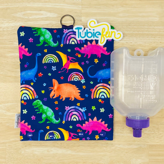 Insulated Milk Bag Suitable for 500ml Flocare Bottle in - Coloured Dinos on Purple