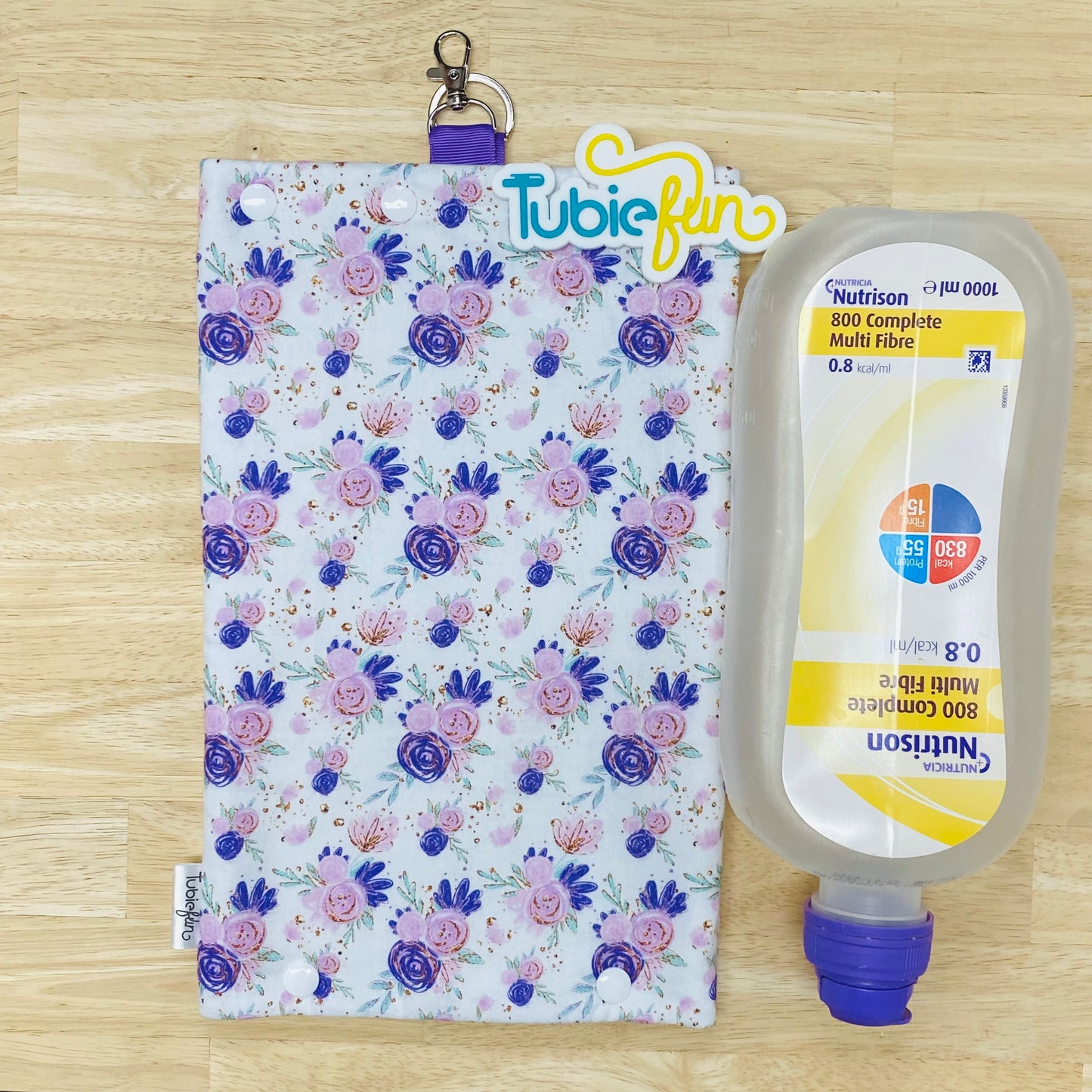Insulated Milk Bag Suitable for 1L Flocare Bottle - Pink and Purple Flowers