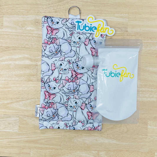 Insulated Milk Bag Suitable for Tubie Fun 500ml Reusable Pouches - French Cats