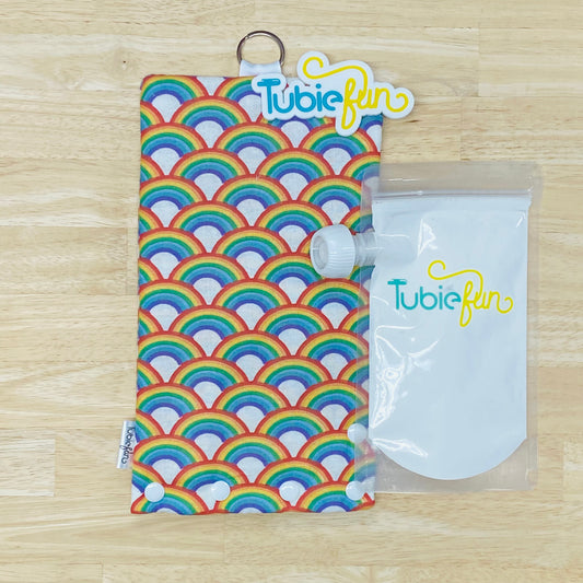 Insulated Milk Bag Suitable for Tubie Fun 500ml Reusable Pouches - Rainbows