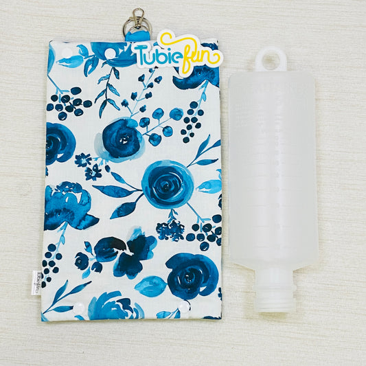 Insulated Milk Bag Suitable for 1L Flocare and 500ml Flexitaners - Flowers on Blue