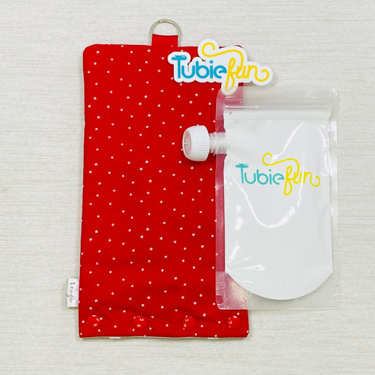 Insulated Milk Bag Suitable for Reusable Pouches - White Stars on Red