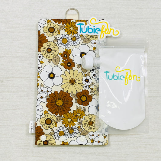 Insulated Milk Bag Suitable for Reusable Pouches - Cream Flowers