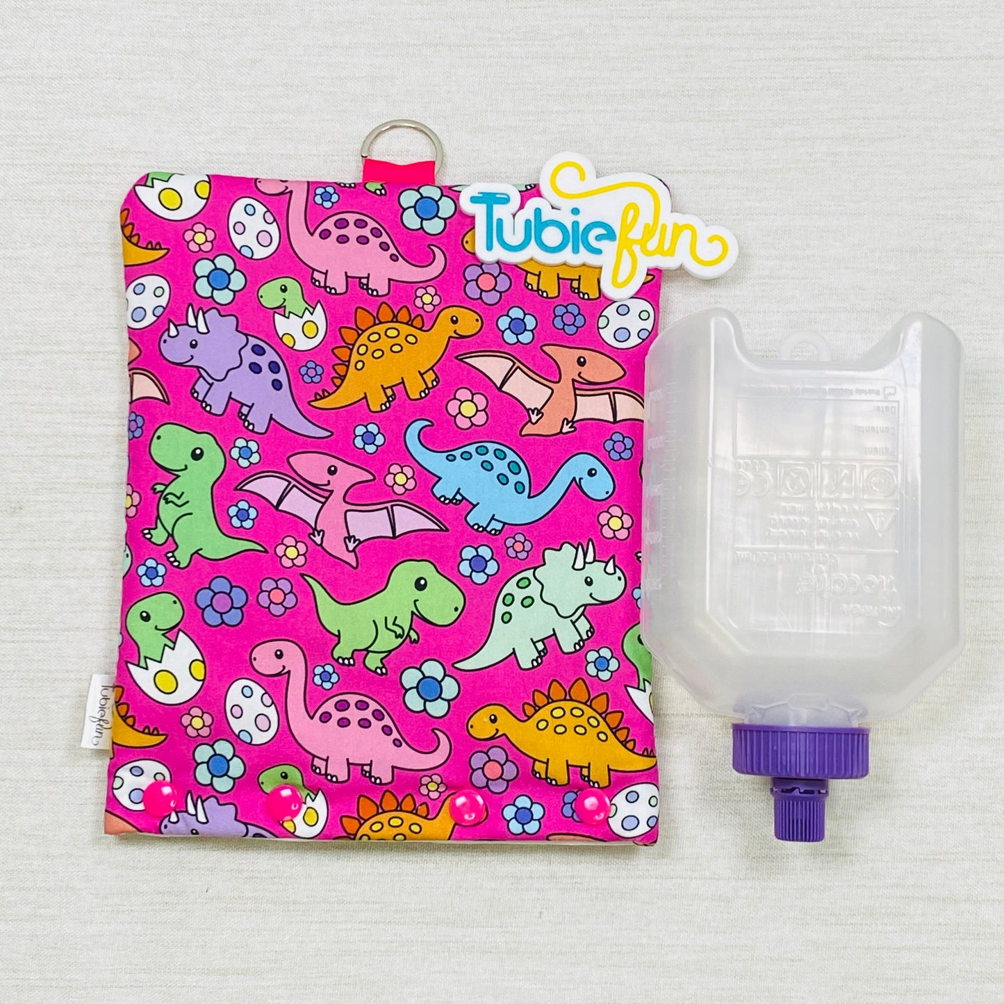 Insulated Milk Bag Suitable for 500ml Flocare Bottle in - Dinos on Pink