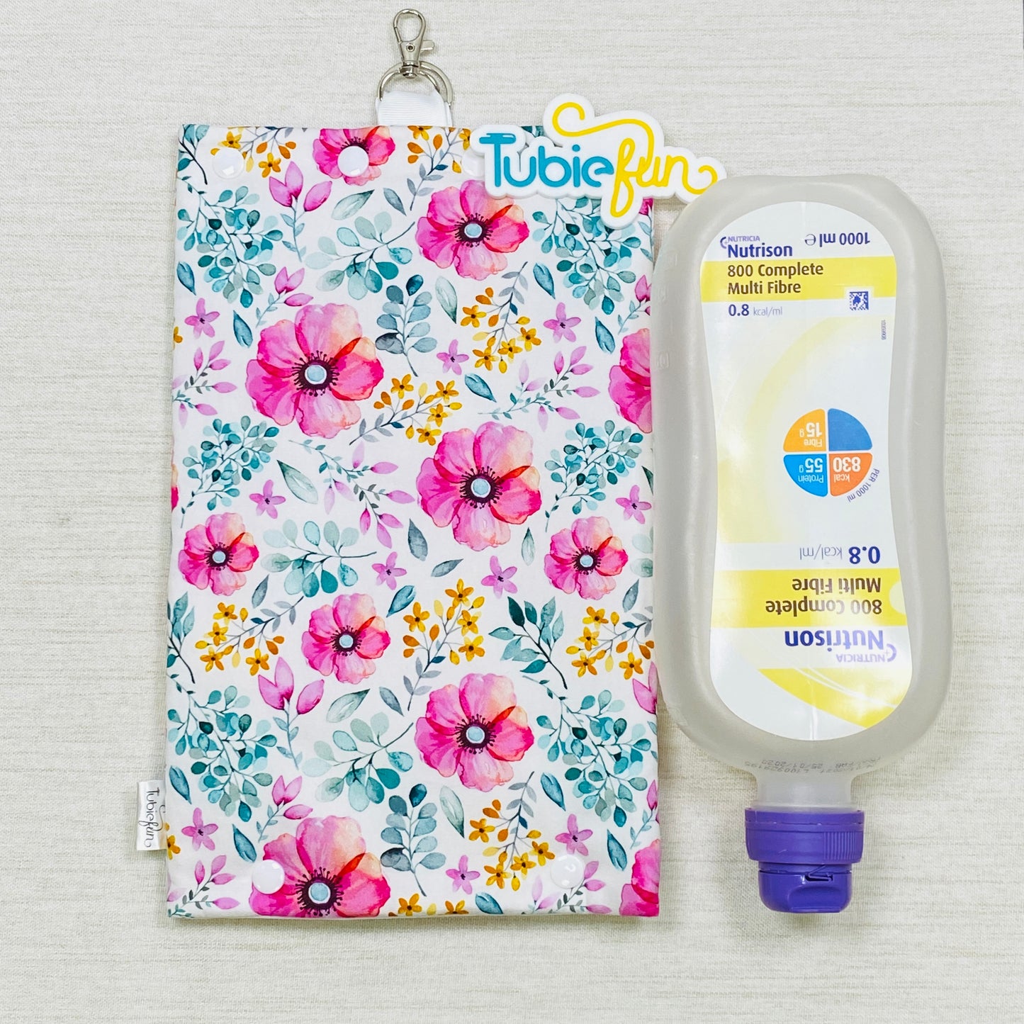 Insulated Milk Bag Suitable for 1L Flocare and 500ml Flexitainers - Pink Flowers
