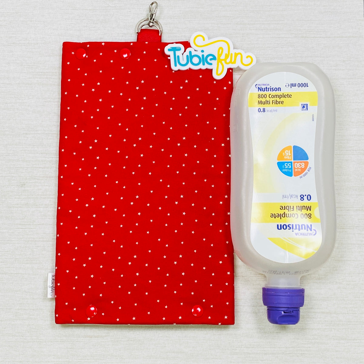 Insulated Milk Bag Suitable for 1L Flocare and 500ml Flexitainers - White Stars on Red