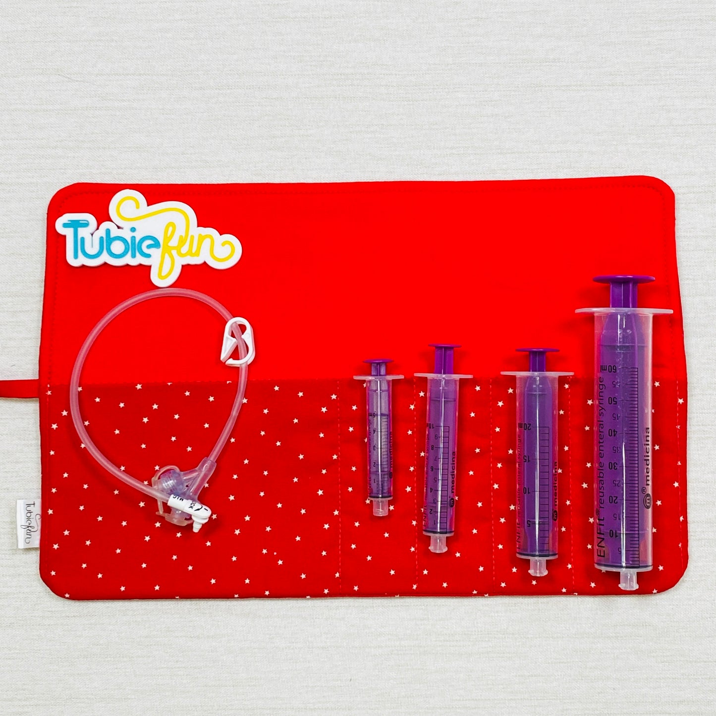 Syringe Roll - Red Stars on Red